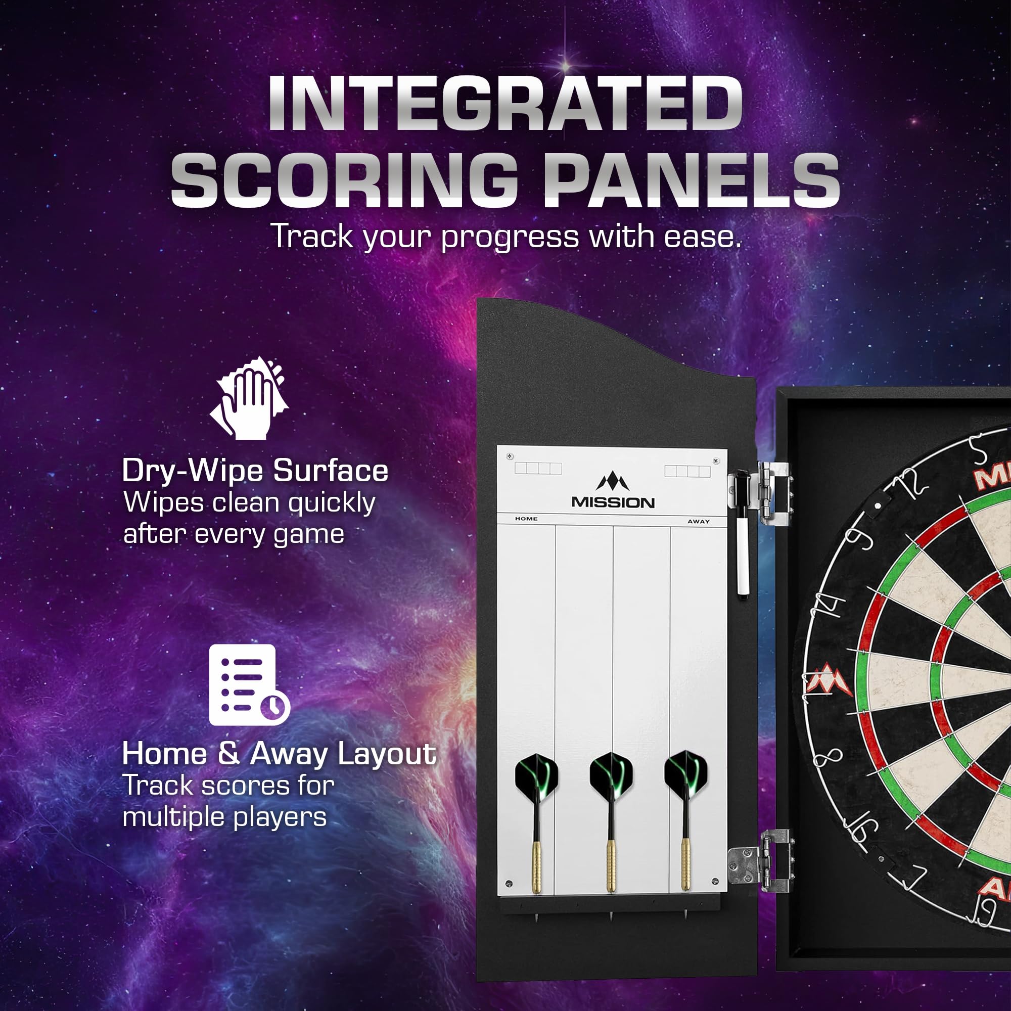 Mission Home Darts Centre - Completo di Bersaglio Apollo e 6 Freccette