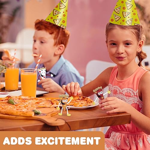 Miniatura 2 de ArtCreativity Figuras de pizza flexibles, juego de 12, juguetes flexibles para niños, recuerdos de fiesta de pizza para niños y niñas, juguetes