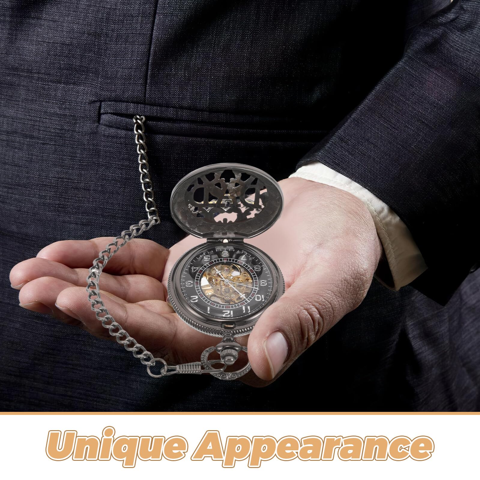 ibasenice Orologio Meccanico Carica Manuale Da Uomo Orologio Vintage Da Uomo Con Catena Con Numeri Romani Regalo in Stile Steampunk