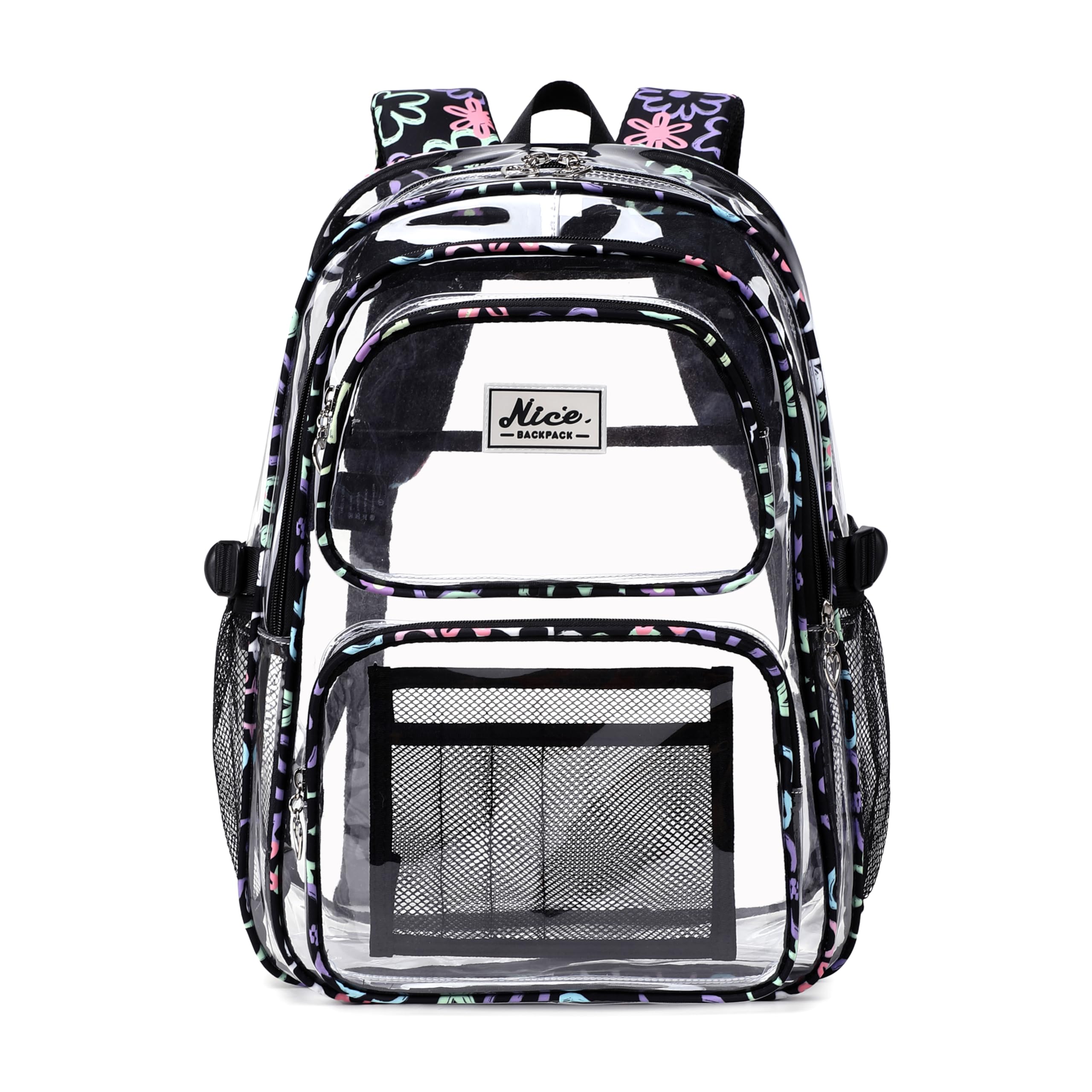 OKKID Heavy Duty Clear Backpack for School Girls Clear Bookbag Transparent Backpack for work See Through Plastic School Bags