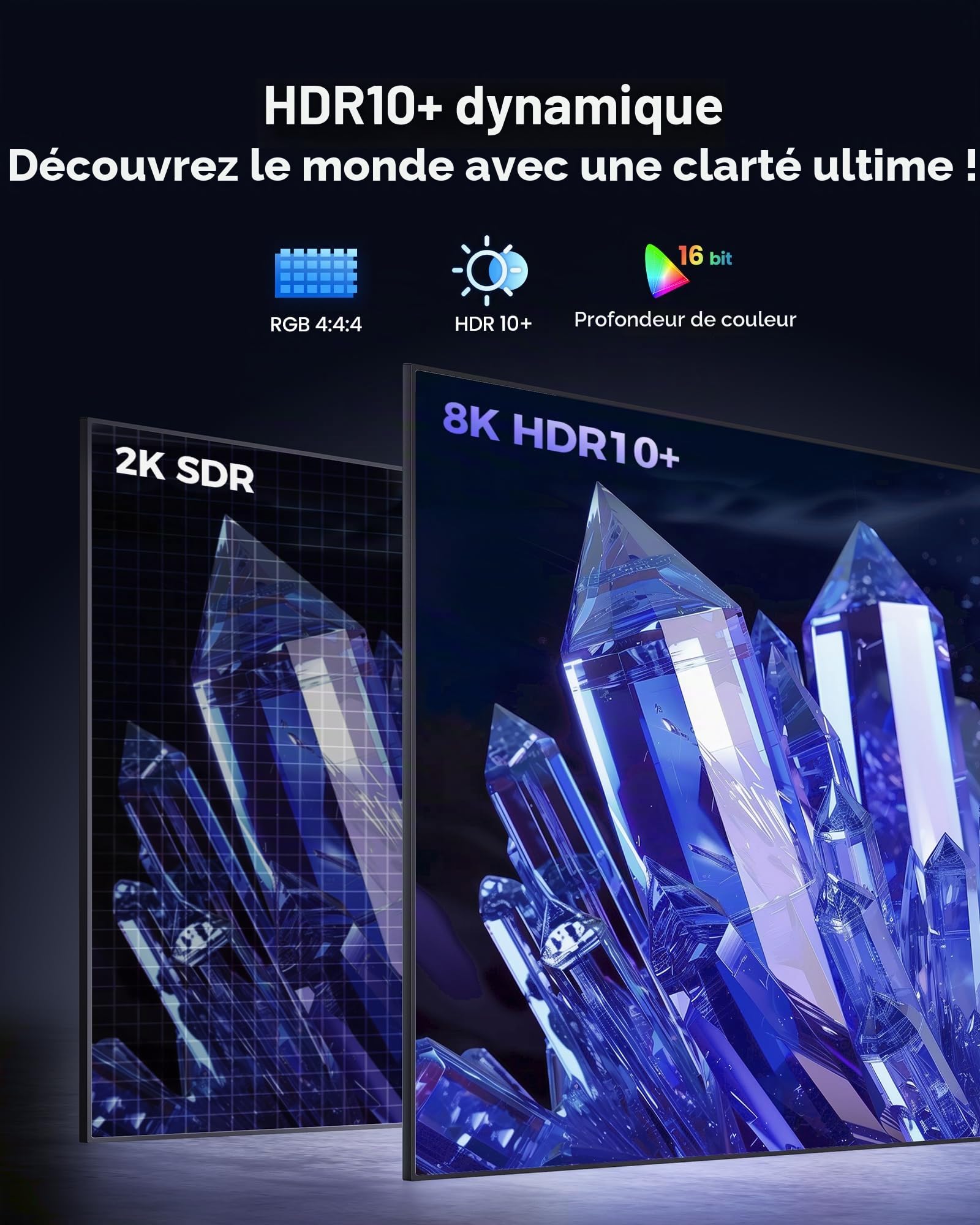 Silkland Câble HDMI 10K 8K 12m, Câble HDMI 2.1 PS5 4K@120Hz/144Hz, eARC HDR10 DTS:X HDCP2.3 pour HDTV/Barre de Son/Blu-ray/Projecteur/Ordinateur Portable/Ecran/PC