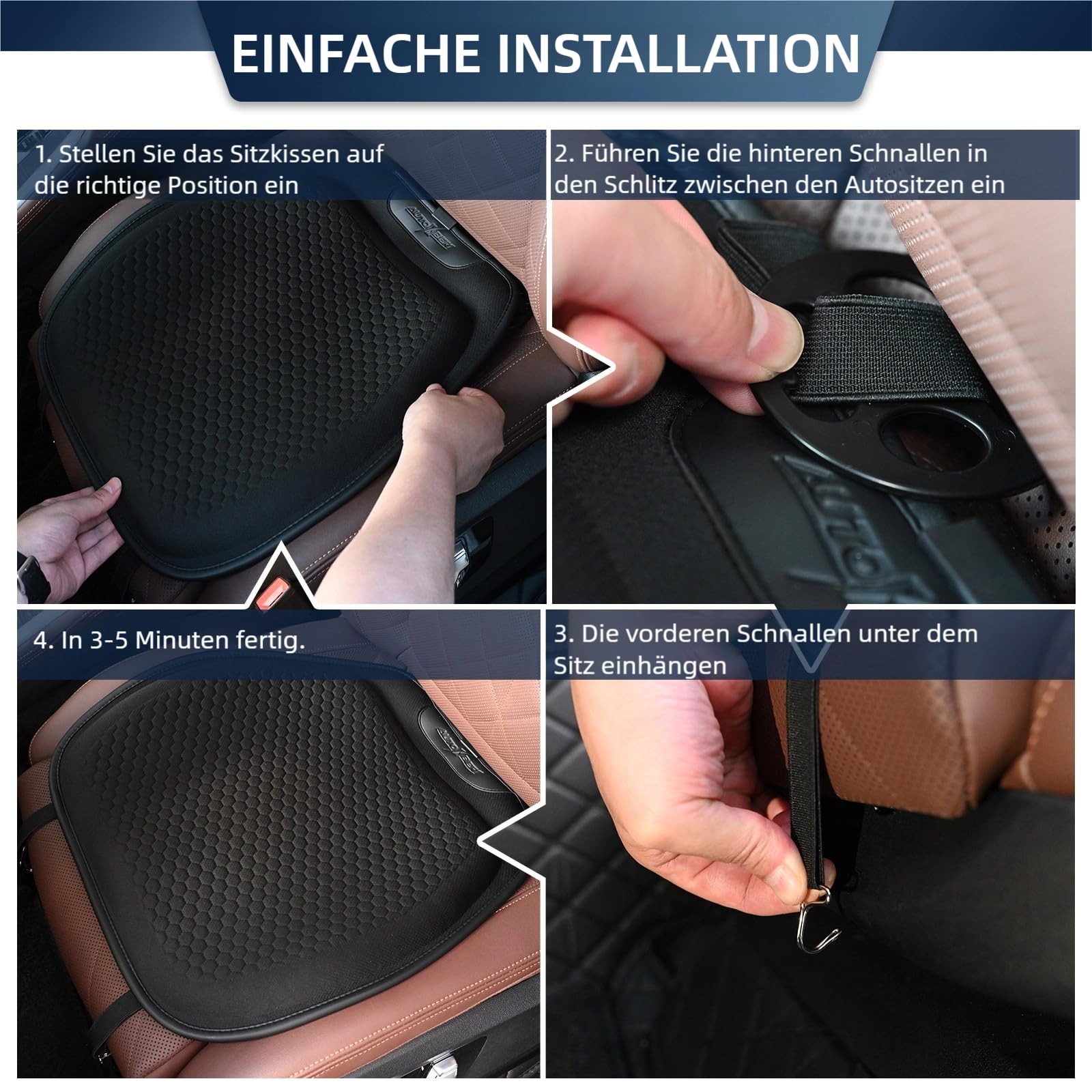 Cuscino in gel per auto, per sedili anteriori, in gel ortopedico, traspirante, rinfrescante, ergonomico, a nido d'ape, universale, per auto, sedia a rotelle