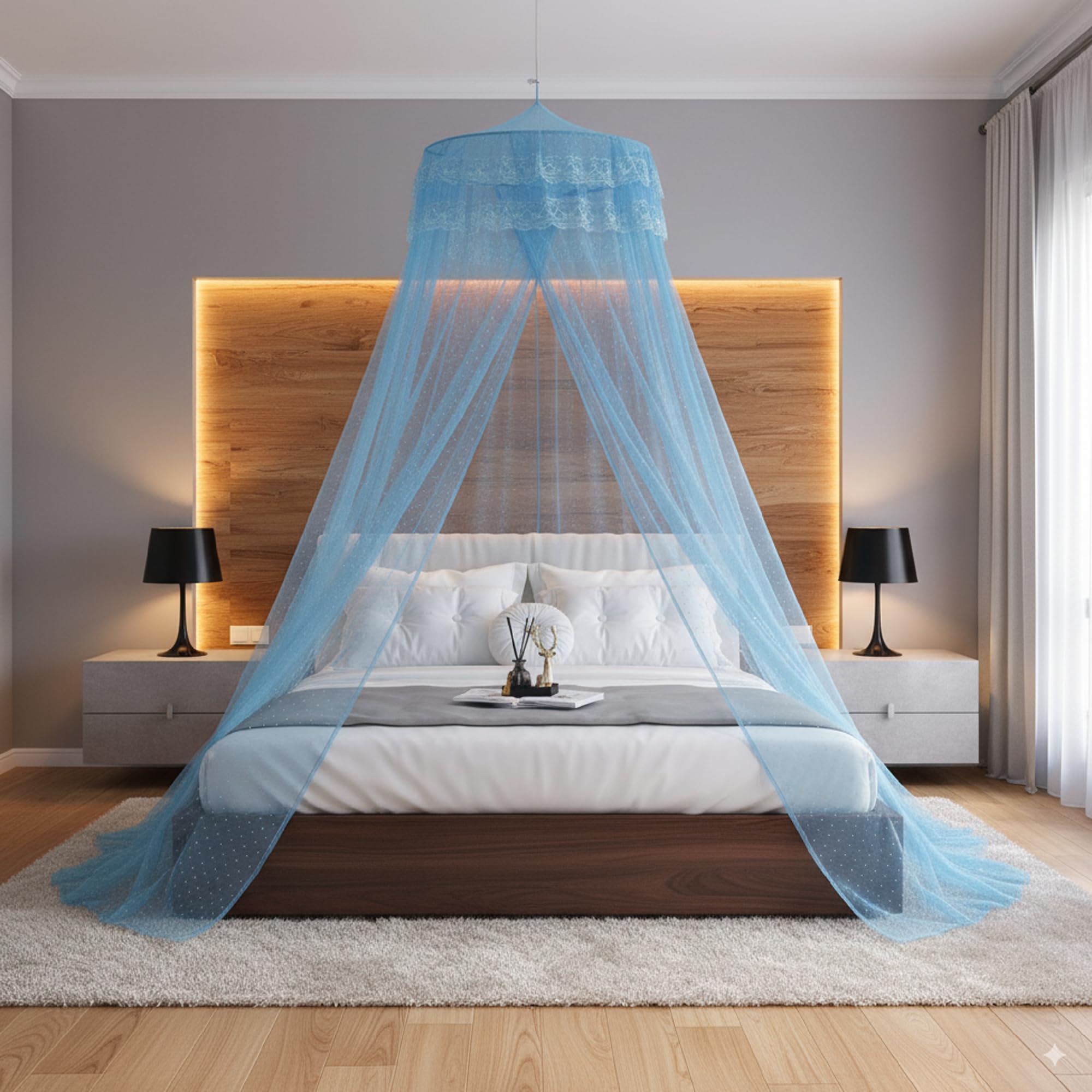 King Size Mosquito Net - Pink Machardani Net -11