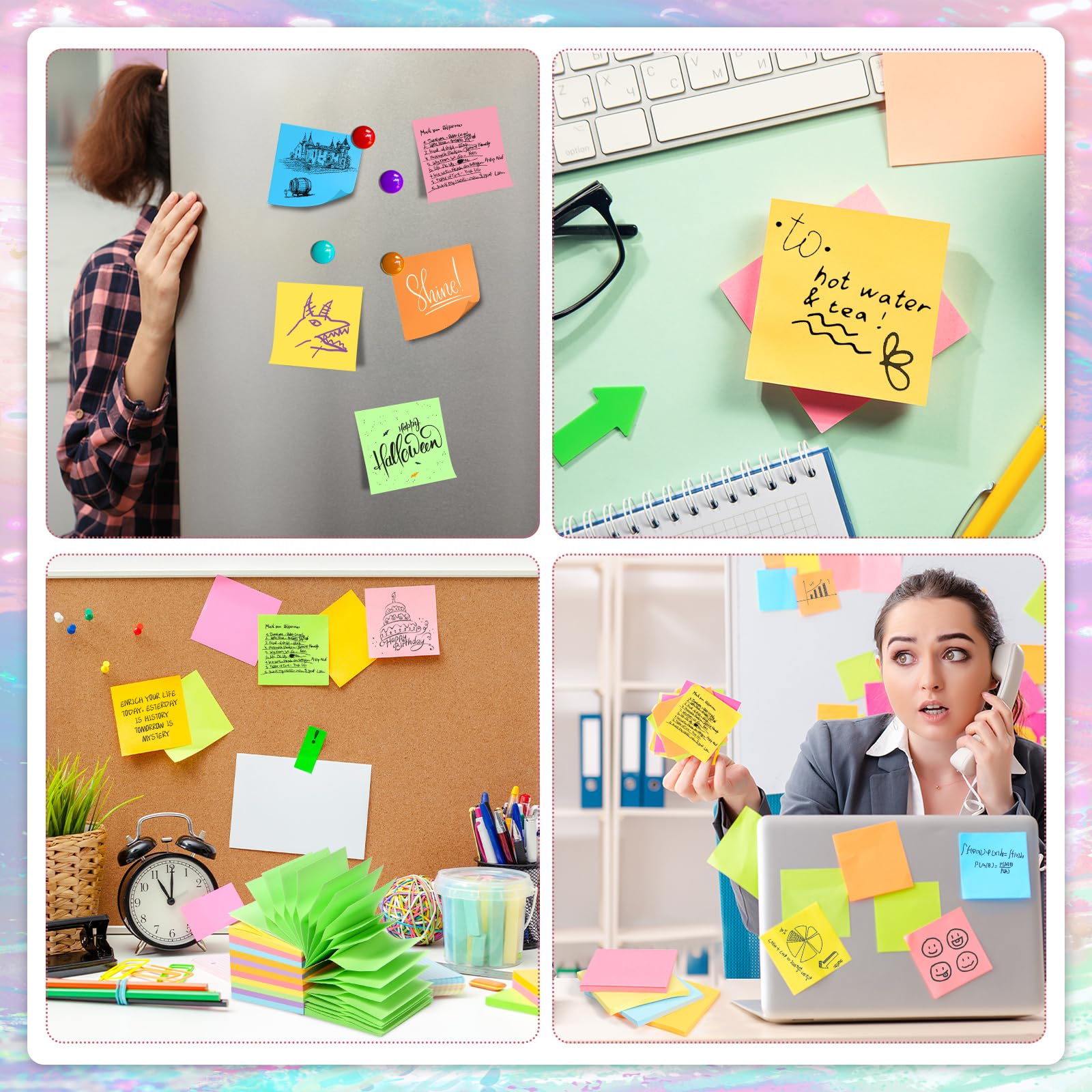 64 Blöcke Pop-Up-Haftnotizen, 7,6 x 7,6 cm, 6 helle Farben, selbstklebende Notizblöcke, 3200 Blatt, bunte Akkordeon-Haftnotizen für Spender, Zuhause, Büro, Meeting, Schulbedarf