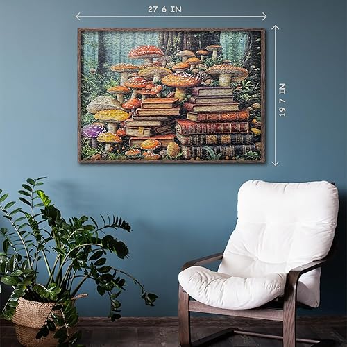 Miniatura 6 de Rompecabezas vintage de hongos para adultos, 1000 piezas, rompecabezas de libros de naturaleza, arte forestal, rompecabezas retro de hongos con