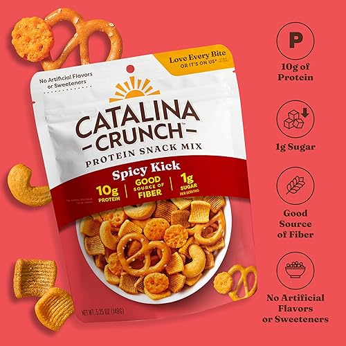 Miniatura 4 de Catalina Crunch Mix Spicy Kick Protein Snack Mix  Bocadillos bajos en carbohidratos, proteínas, apto para dieta cetogénica, paquete de 3