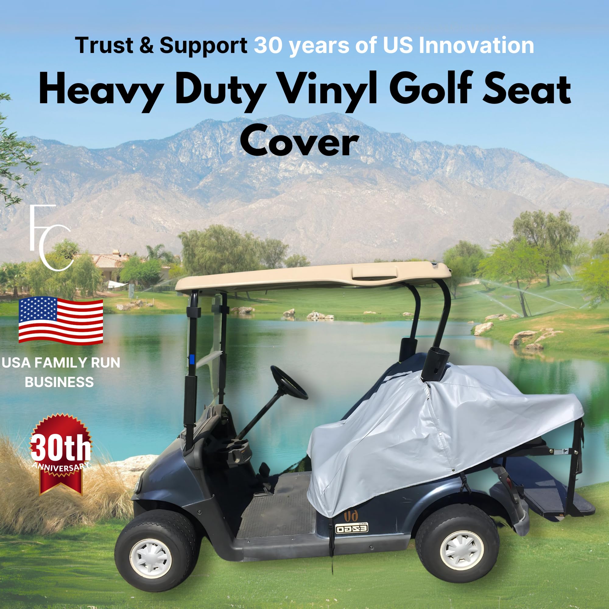 Formosa Covers Waterproof Golf Cart Seat Cover for EZ GO TXT RXV Yamaha Club Car Caryall Onward - Quick Easy Keeps Seat Clean - Golf Cart Accessory