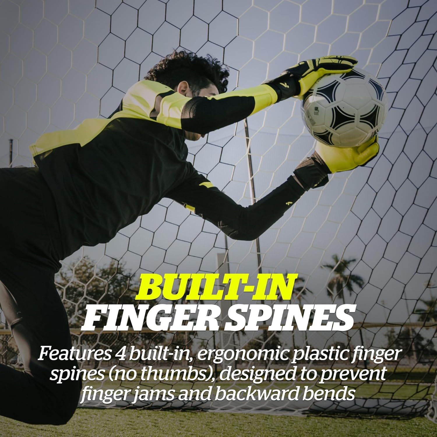 Storelli Gladiator 3 GK Gloves High-Impact Hand Protection with Removable Finger Spines, Premium Hand Grip for Soccer Goalies