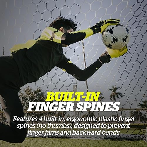 Miniatura 3 de Storelli Gladiator Recruit 3.0 Goalkeeper Gloves  Youth Soccer Goalie Gloves with Finger Spines  Enhanced Finger and Hand Protection  Black & Yellow