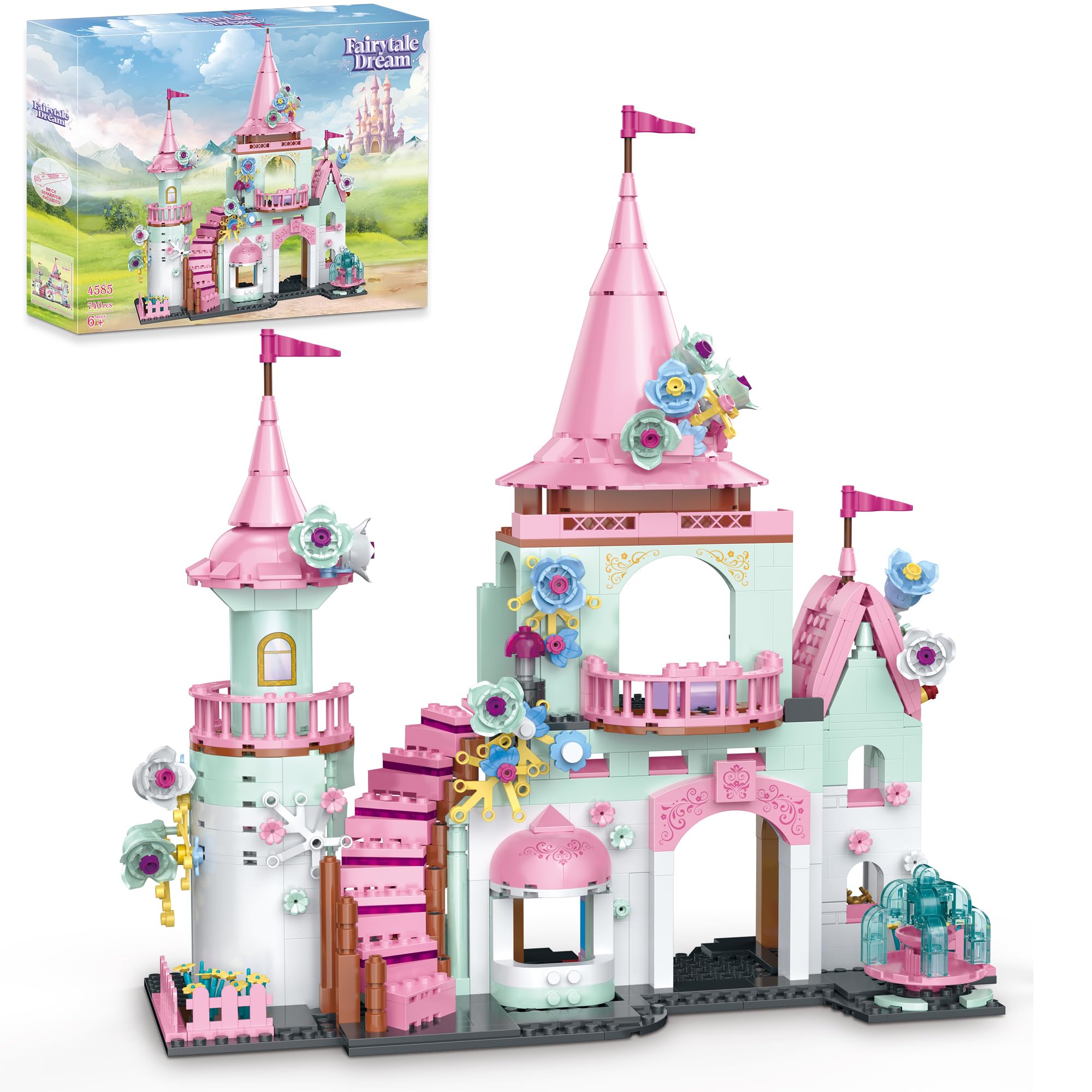 Girls Princess Castle Building Blocks Toys - 740pcs Pink Palace Flower Castle Building Sets Dream Girls Friends Castle Toys for Kids Ages 6 7 8 9 10 11 12 and up Christmas Birthday Gift