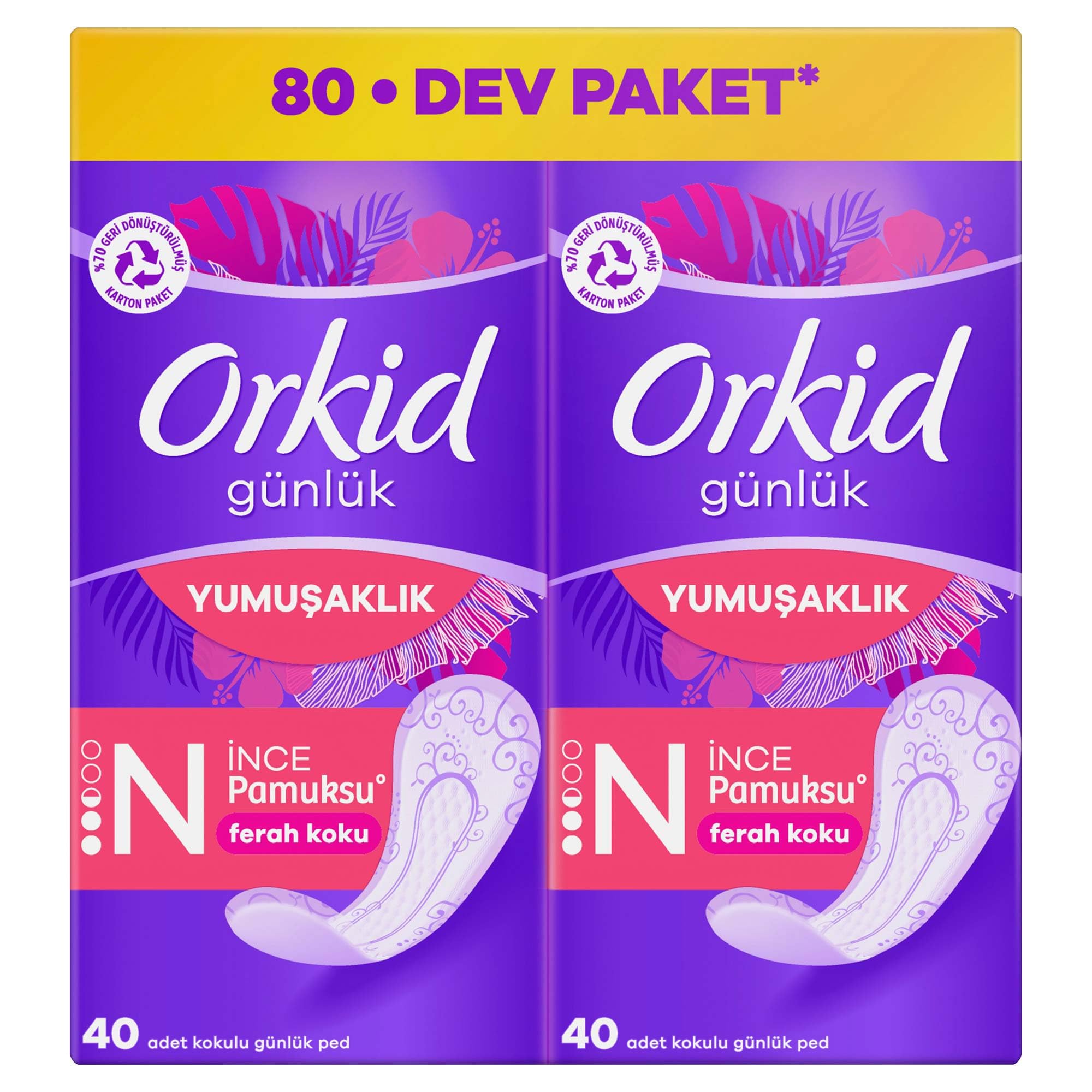 Orkid Yaprak Pamuksu Günlük Ped Deo Fresh Dev Ekonomi Paketi 80 Ped