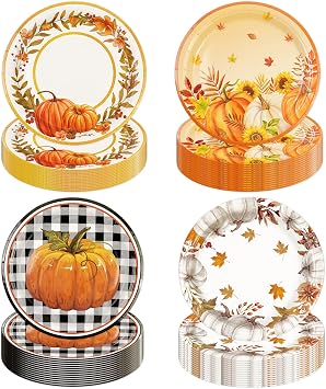 48PCS St. Patricks Day Plates 7 inch, Paper Plate Party Plates in 4 Designs Happy Patrick Dinnerware Fall
