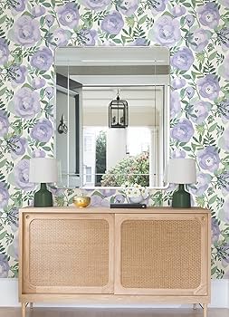 lilyページ NuWallpaper Periwinkle Peachy Keen Flower Peel & Stick