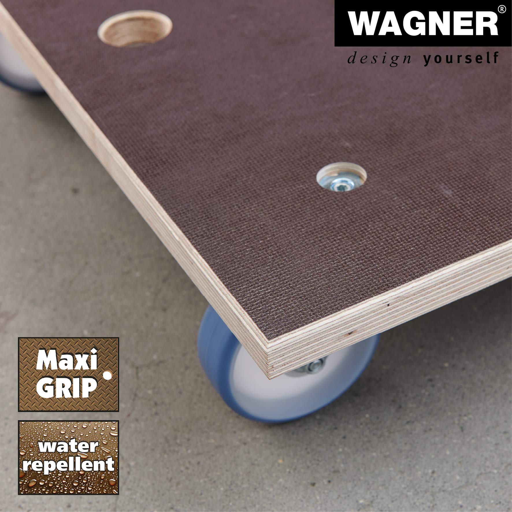 WAGNER Carrello da trasporto MM 1147 I 78 x 59 cm - per carichi pesanti e mobili I portata 500 kg I foro di sollevamento I superficie antiscivolo I certificato FSC® - 20114701