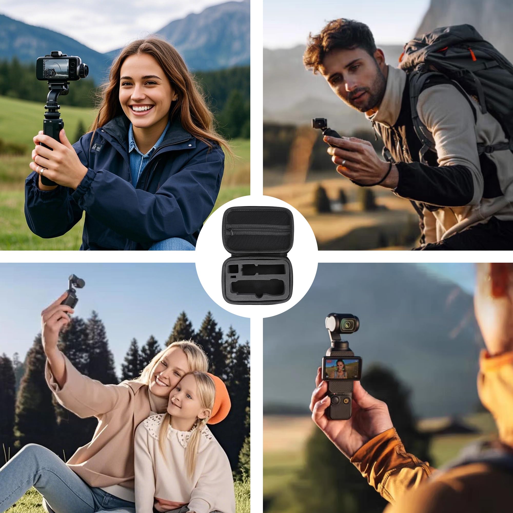 Osmo Pocket 3 Tasche, Tragbarer Aufbewahrungs Koffer aus PU, Tasche für DJI Osmo Pocket 3, Carrying Case kompakte Reiseschutz Tasches für DJI Osmo Pockets 3 Creator Combos Zubehör