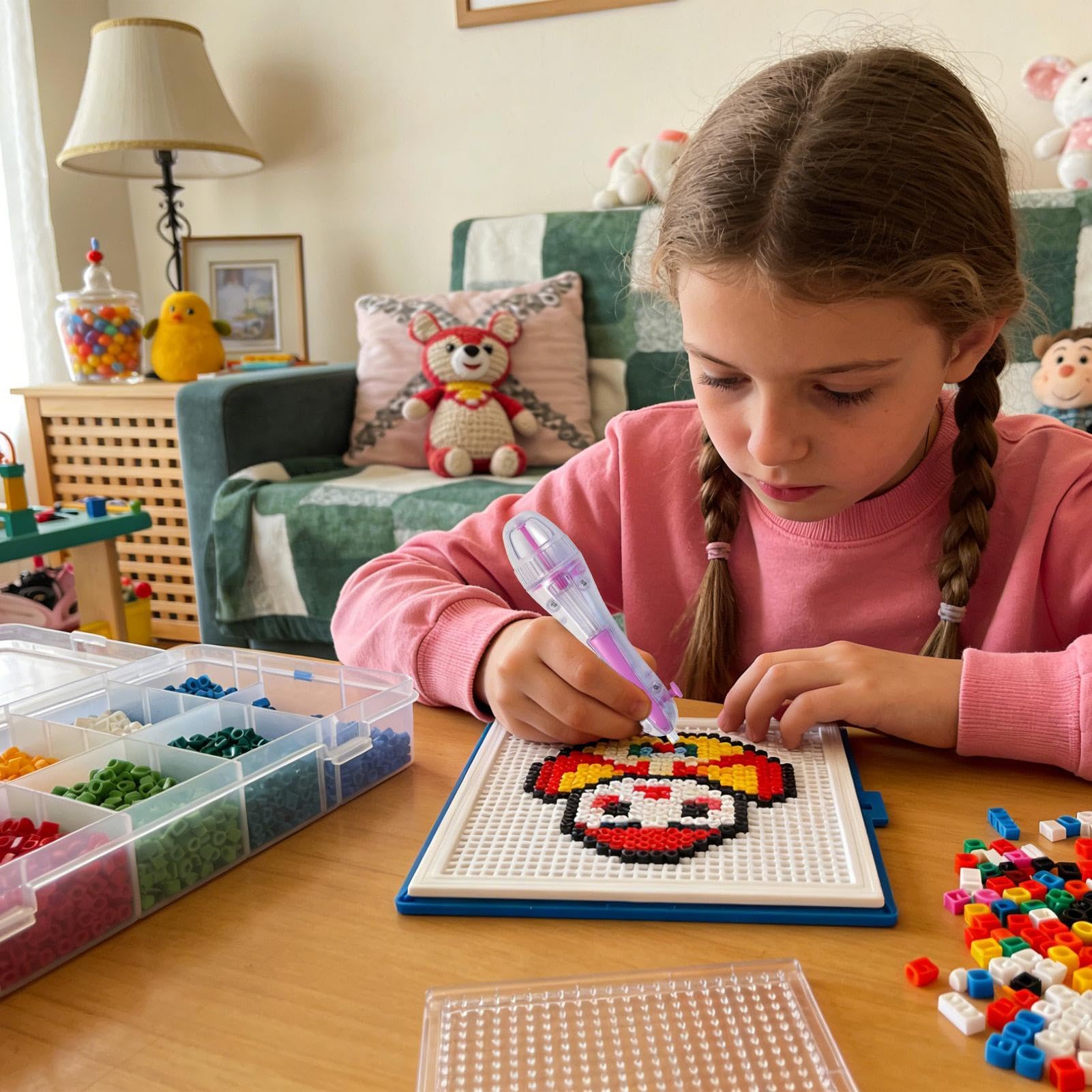 Stylo Perles à Repasser 5 Mm Rose – Outil Ergonomique DIY, Gain De Temps Pour Pixel Art Enfants