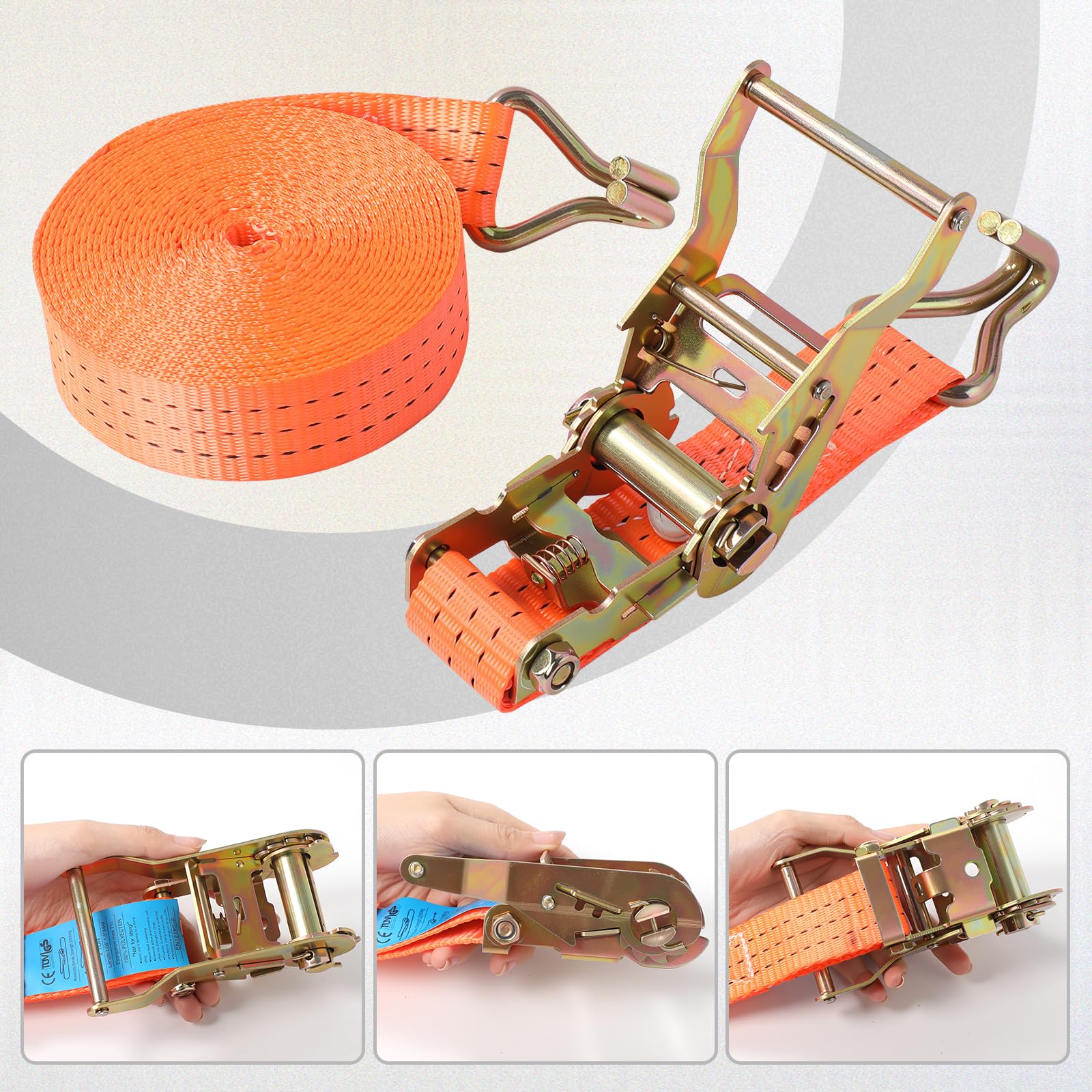 12 STÜCK Spanngurte mit Ratsche - Haken - 6M x 38MM Spanngurt - 2t (2000 daN, KG) TÜV/GS Zertifiziert - Zweiteilig Zurrgurte, für Motorräder, Auto, Anhänger, nach DIN EN 12195-2