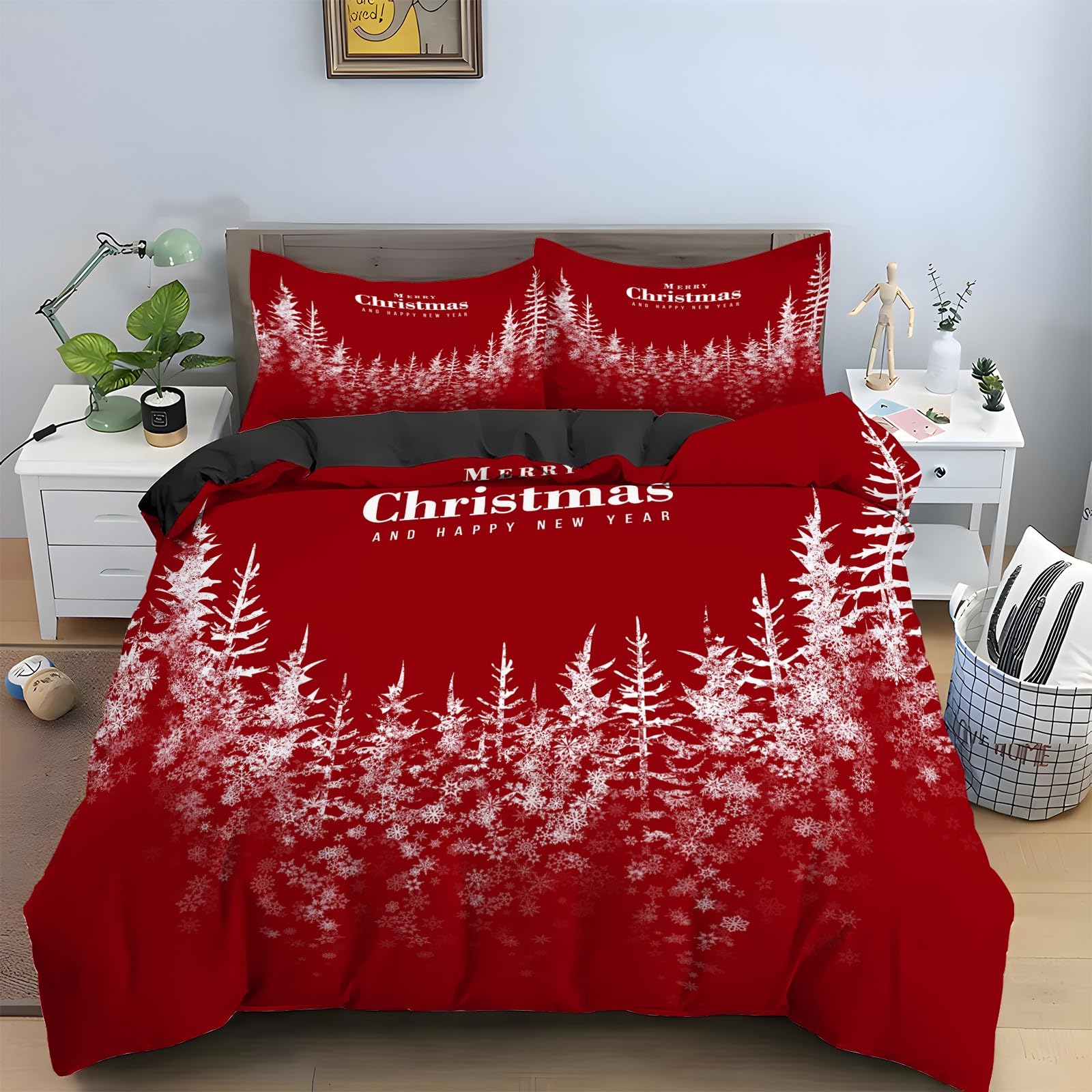 Housse de couette 220x240 arbre de Noël pour illuminer votre chambre pendant les fêtes de fin d'année