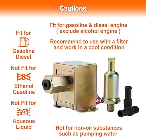 Miniatura 5 de Bomba de combustible eléctrica de 12 V, universal, de baja presión, autocebado, de gas resistente, diésel, bomba de combustible en línea 2.5-4 PSI