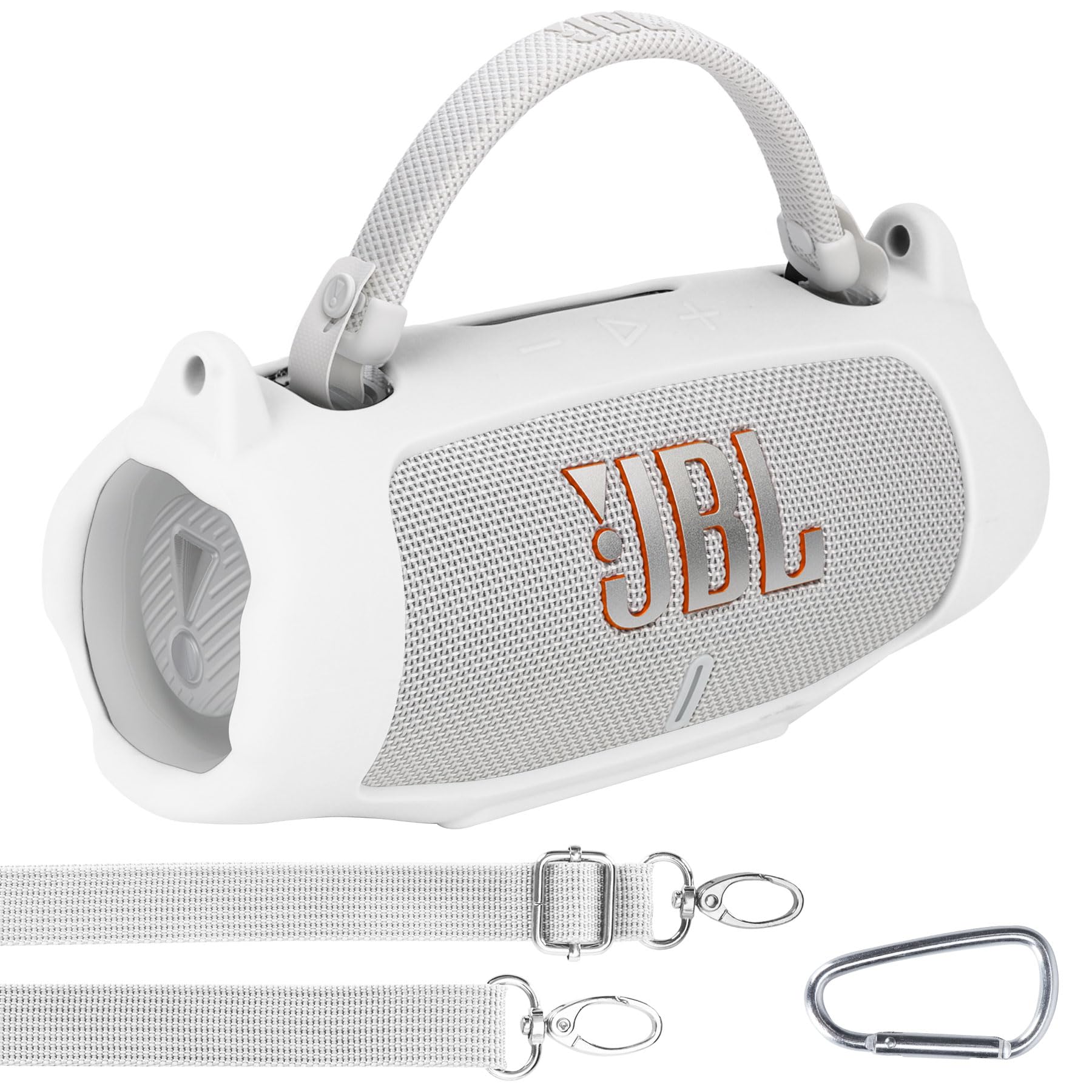 Lebakort Silicone Cover Compatible with JBL Charge 6 Portable Speaker (White Cover)