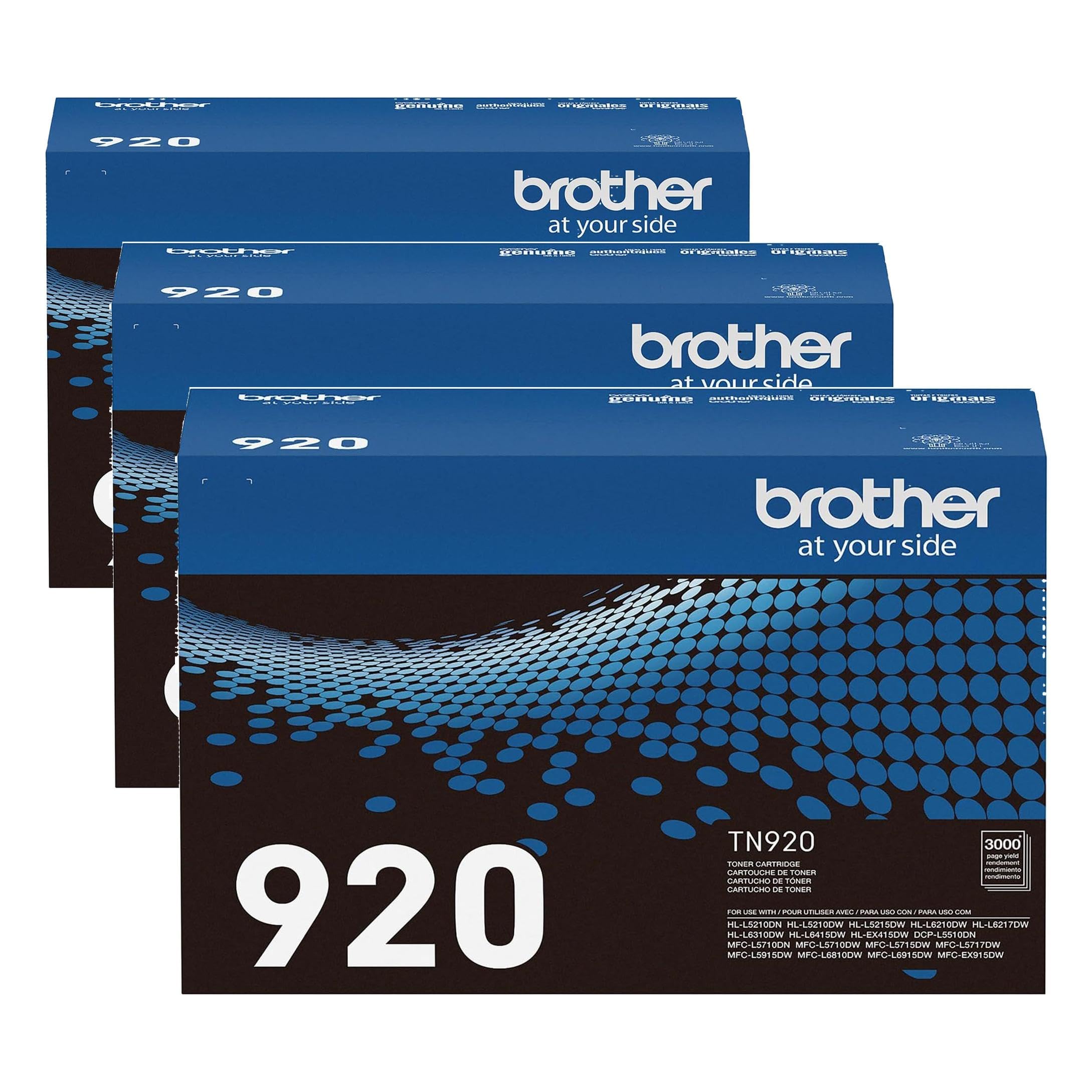 Brother Genuine TN920 Standard Yield Toner Cartridge, , HL-L5210DN, HL-L5210DW, HL-L5210DWT, HL-L5215DW, HL-L6210DW, HL-L6210DWT, HL-L6310DW,MFC-L6810DW (Pack of 3)