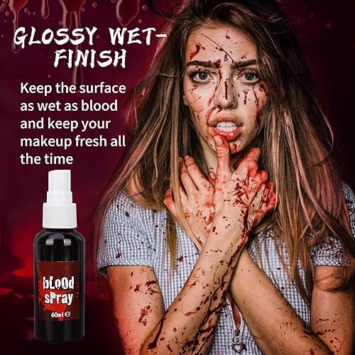 Miniatura 2 de Maquillaje de sangre falsa de Halloween, efectos realistas, sangre falsa lavable para heridas de cicatrices y ropa, sangre falsa para ojos, gotea
