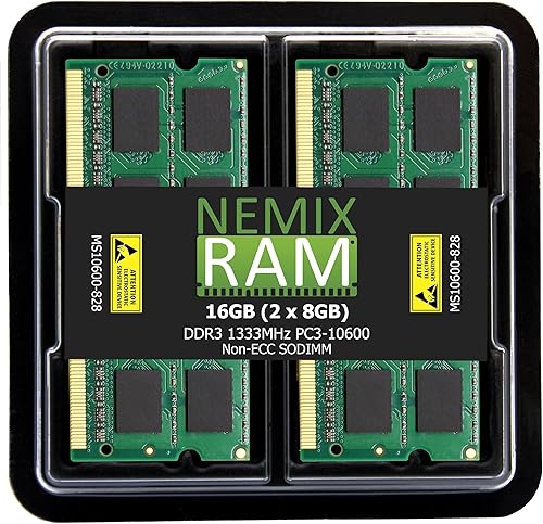 NEMIX RAM Memoria SODIMM de 16 GB (2 x 8 GB) DDR3-1333 PC3-10600 de 204 pines para Apple MacBook Pro principiosfinales de 2011, iMac Mid 2010 de 27
