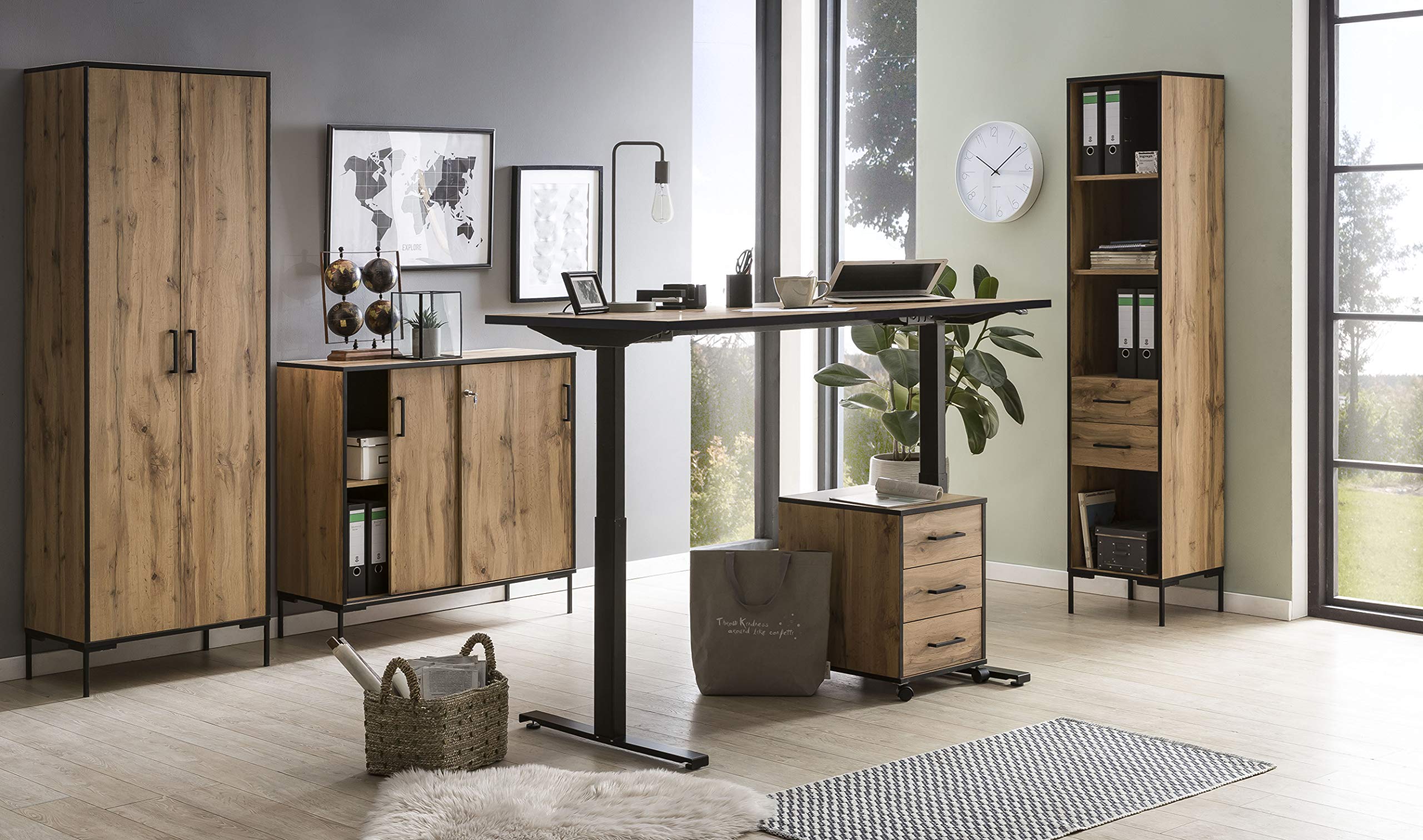 Schildmeyer Montana Aktenschrank 701516, Eiche-Landhaus Dekor, 100, 1 x 41 x 96, 6 cm