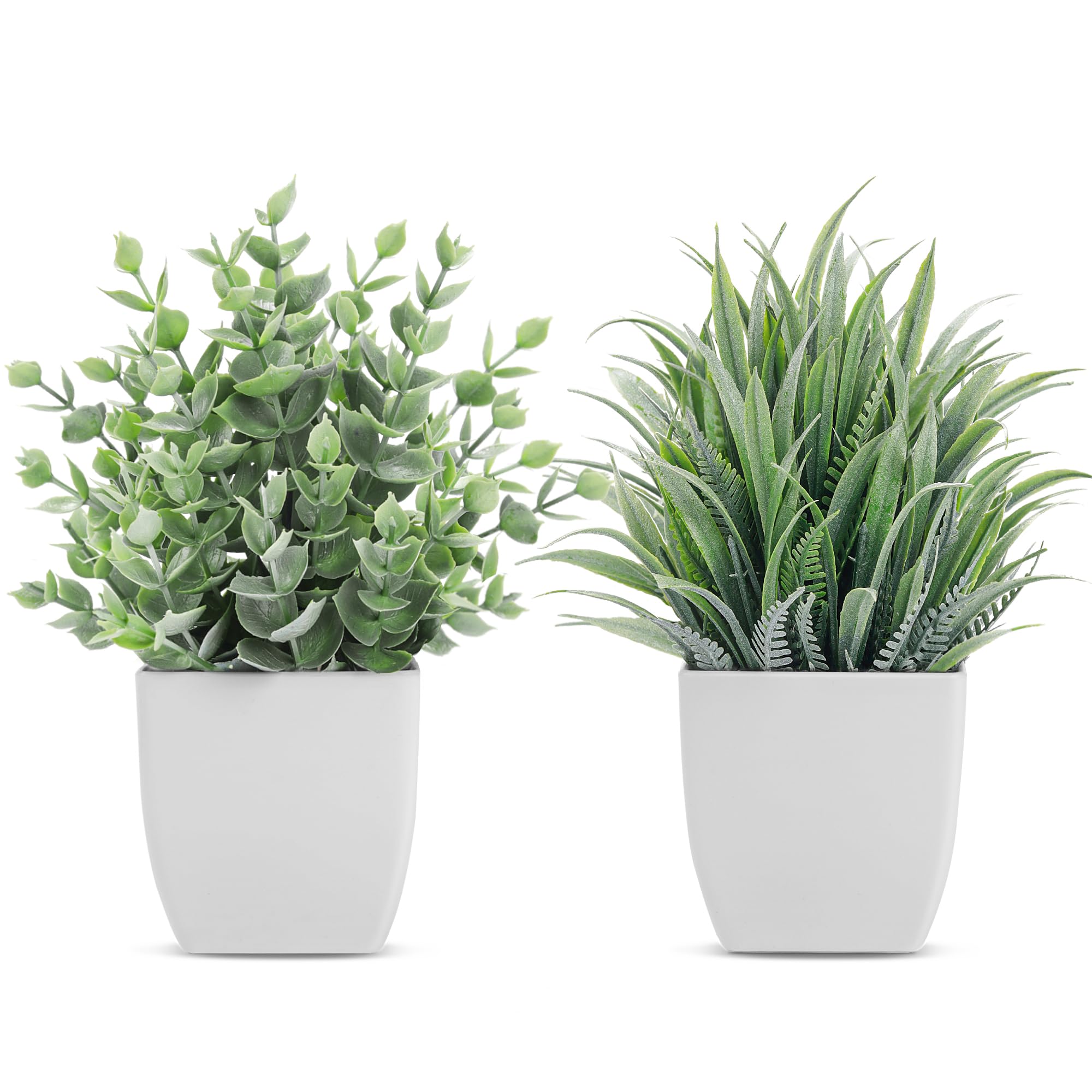 BTSD-home 2 Pack Fake Plants Small Potted Greenery for Desk Home Decor — image 1