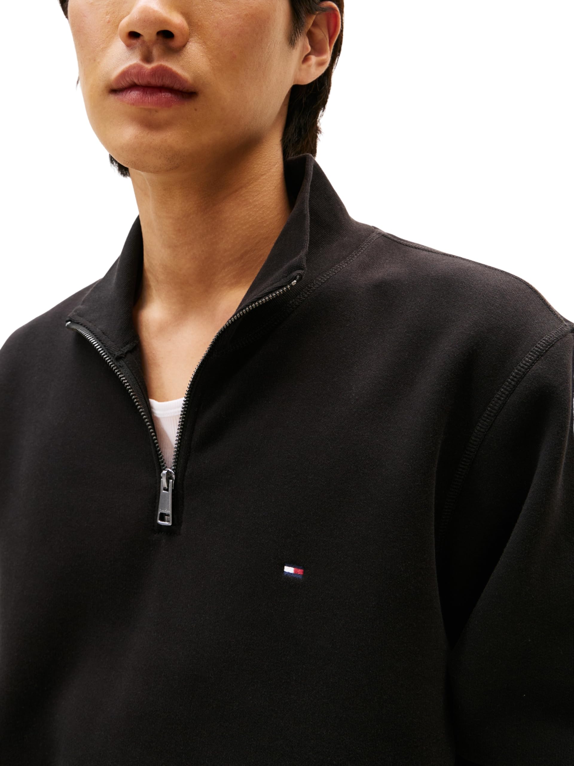 Tommy Hilfiger Uomo Felpa con Cerniera Essential Fleece 1/4 Zip Colletto Troyer