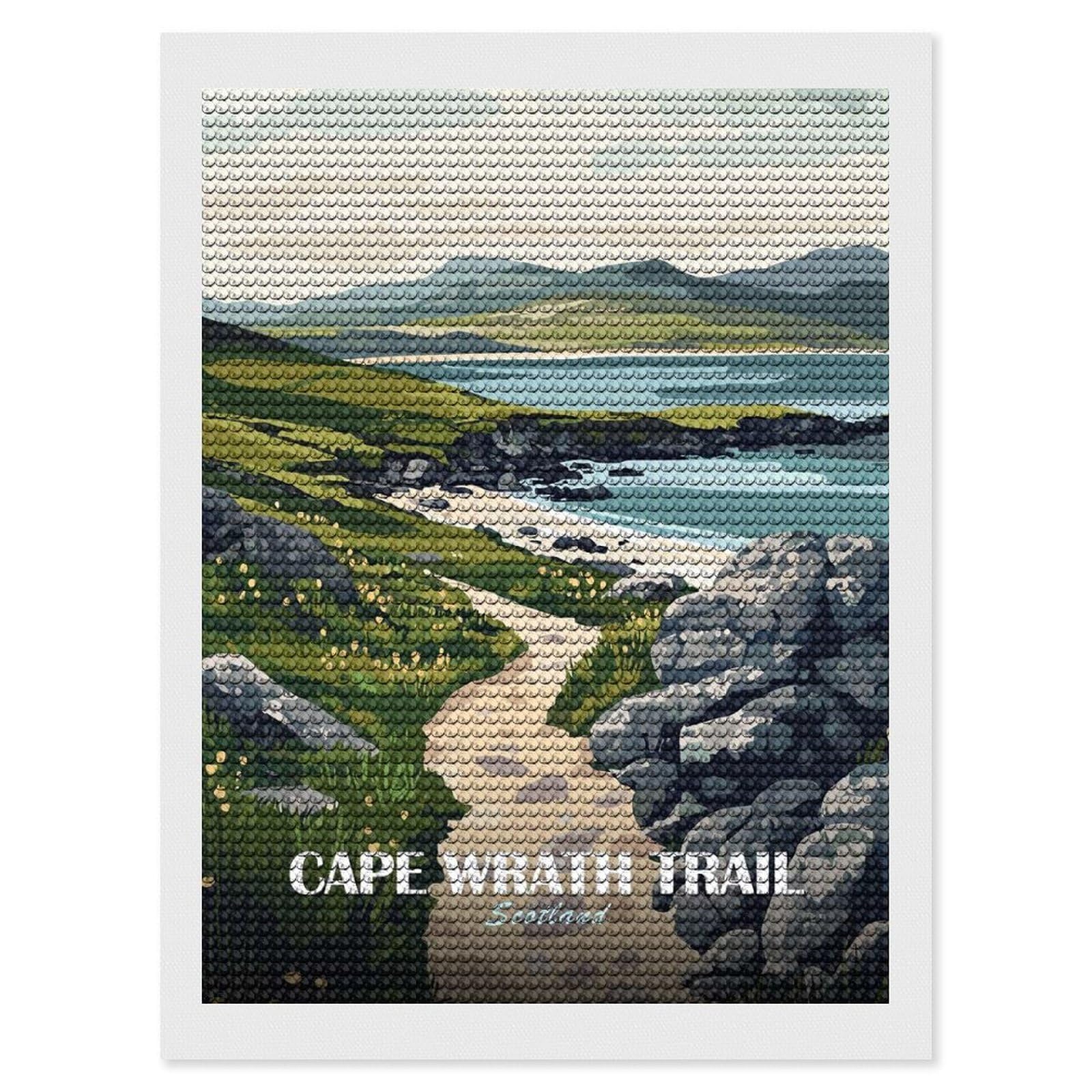 Junmoney Cape Wrath Trail Scotland Landscape Art 5D Diamond Painting Kit 12"x16", Relaxing DIY, Mindful Craft Project, Full Kit Included, Thoughtful Present