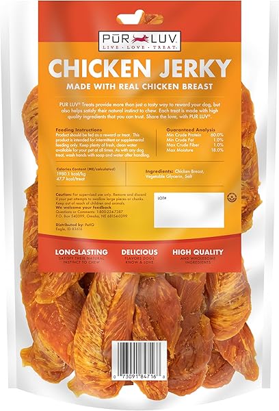 Pur Luv Chicken Jerky Dog Treats, Made with 100% Real Chicken Breast, 32 Ounces, Healthy, Easily Digestible, Long-Lasting, High Protein, Satisfies Dog's Urge to Chew - 2