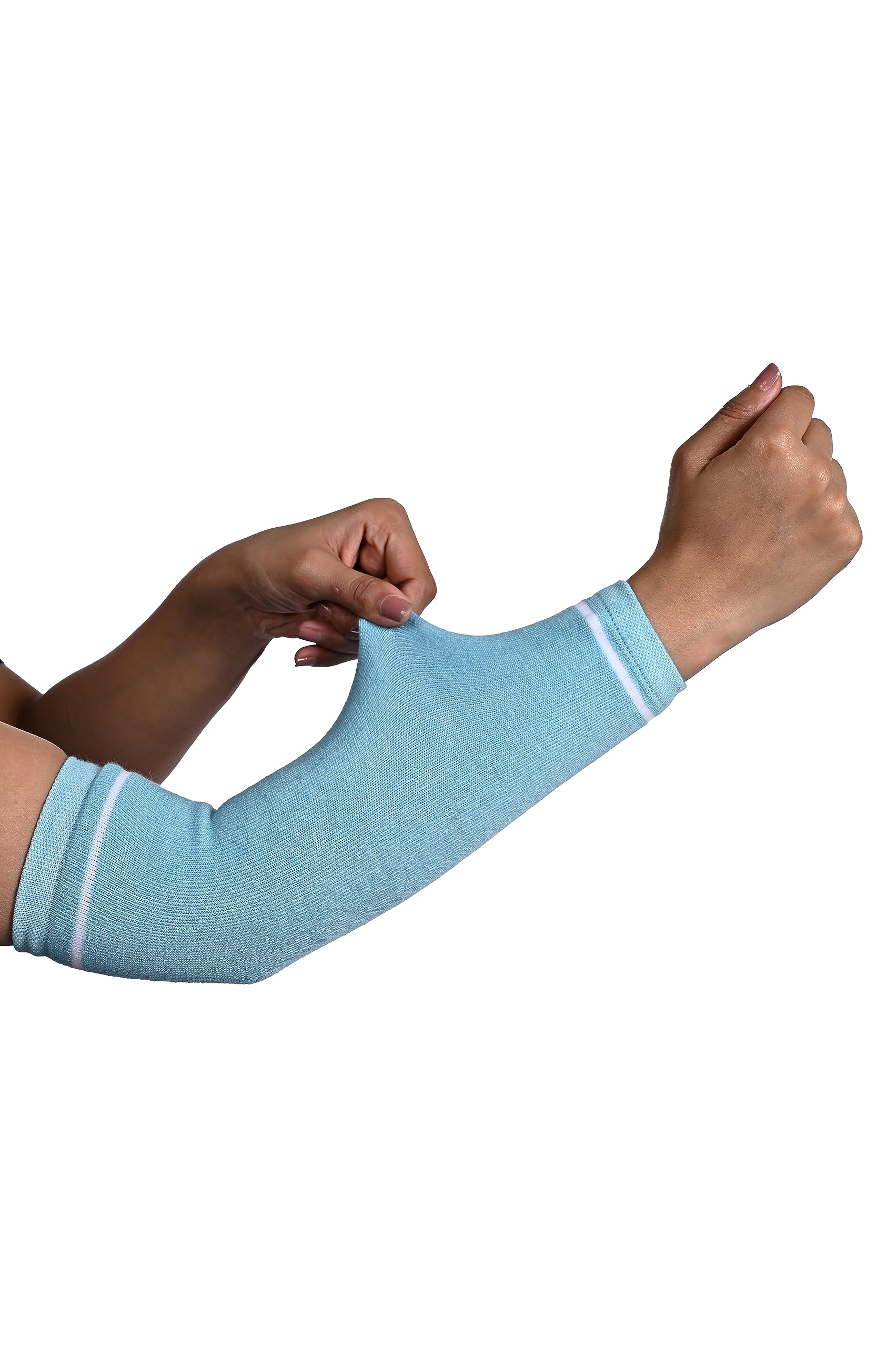 mukhaksh (Pack of 1 Pair = 2 Arm Sleeves Women Ladies Girls Winter Woolen Warm Light Blue Arm Warmer for Winter, Cold Weather, Biking, Cricket, Cycling, Golf, Football, for Scooty, Outdoor Sports-picture-20