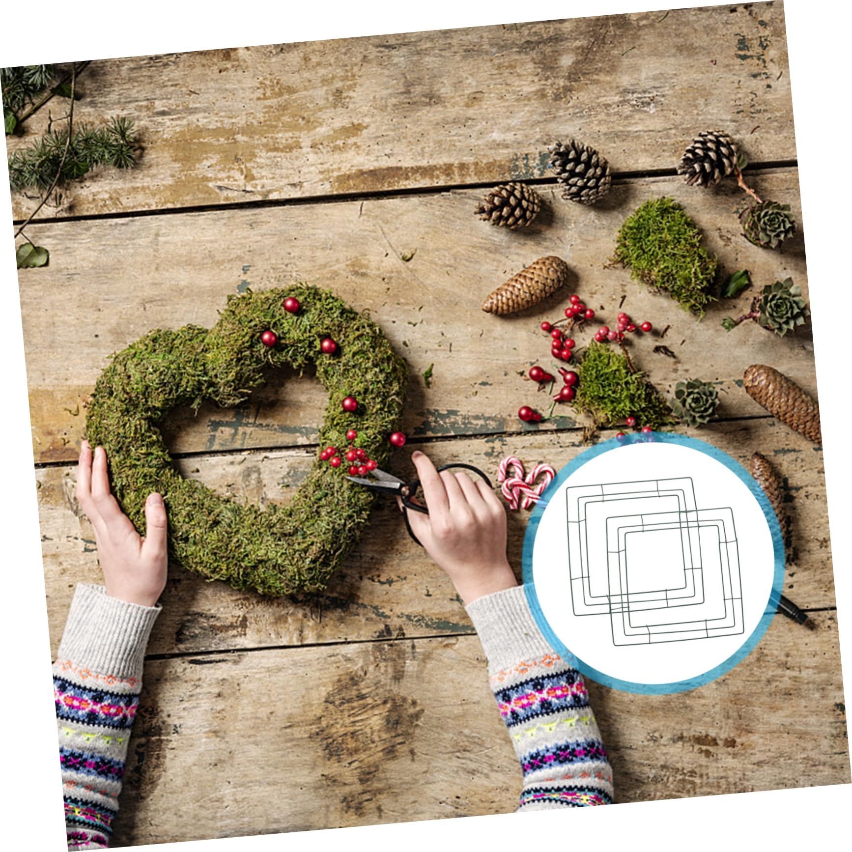 MAGICLULU 4 Stck Kranzringe Grün DIY Kranzrahmen Wanddeko für Weihnachten Neujahr Valentinstag Innen Außen Geeignet