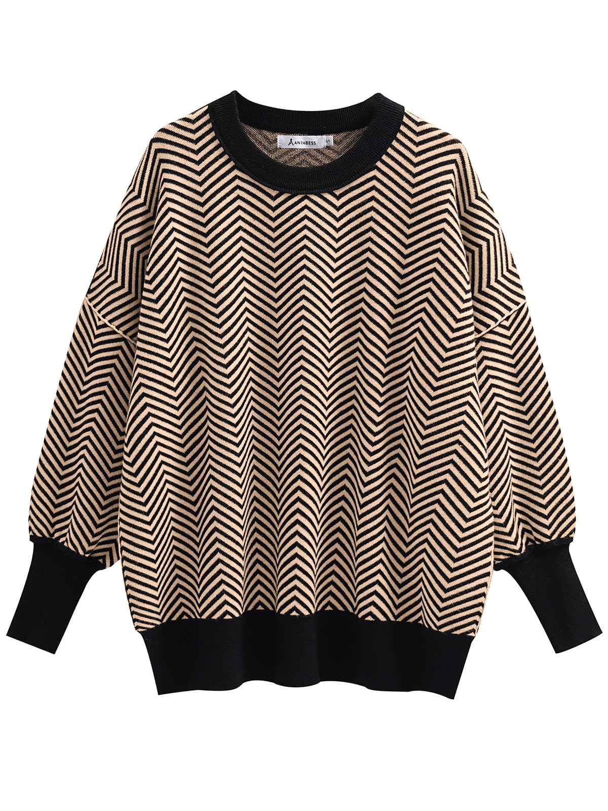 ANRABESSOversized Sweaters for Women Fall 2023 Crewneck Batwing Long Sleeve Side Slit Knit Pullover Sweater Tops Jumper