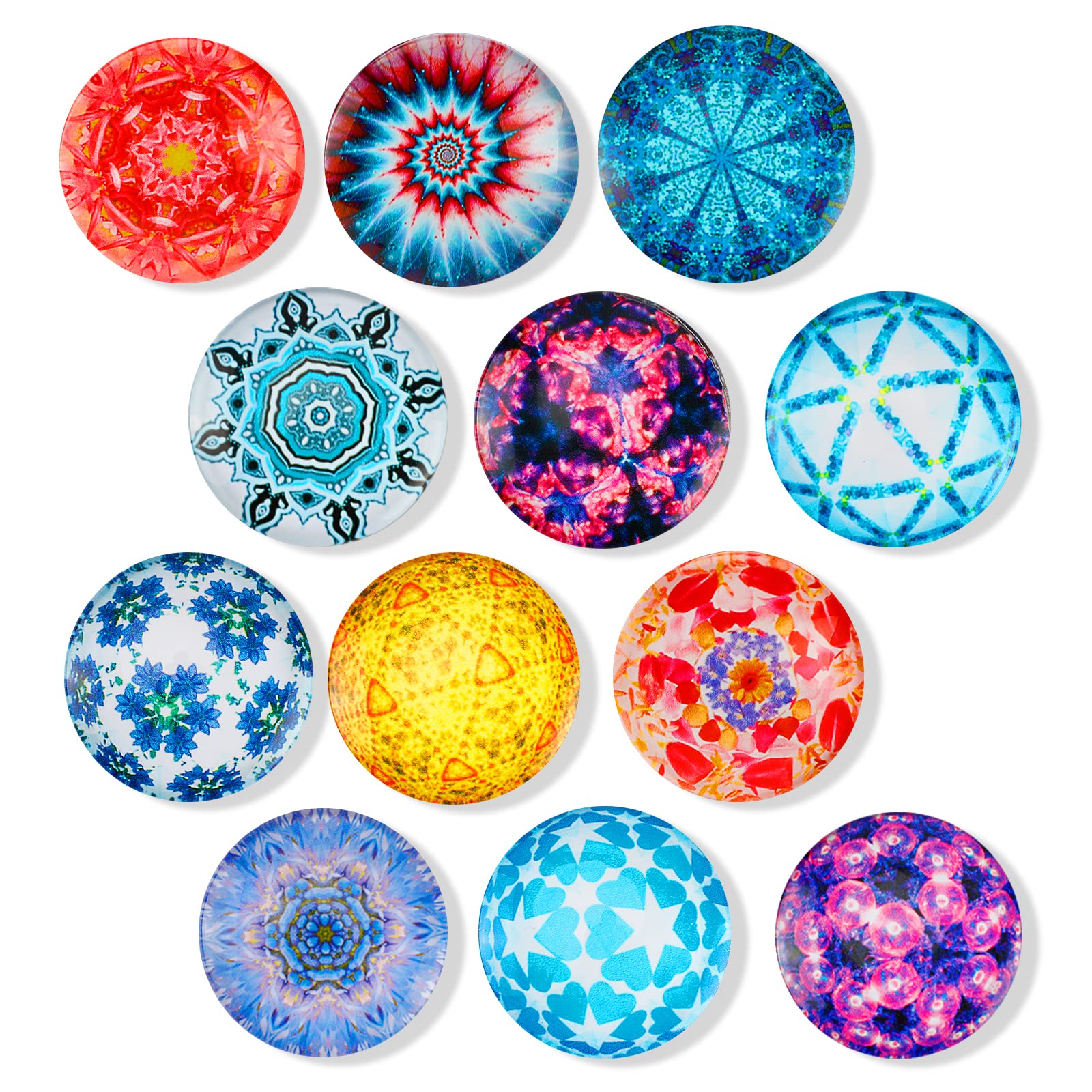 Glass Strong Magnetic Fridge Magnets, Boho Refrigerator Magnets Round Glass Kitchen Magnets for Office Whiteboard, Cabinet, Dishwasher, Locker(12PCS Ice World)