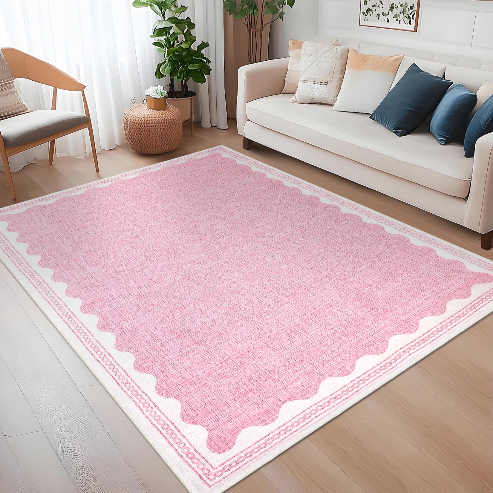 Amazon.com: CAREMEE Scalloped Washable Rug 5x7 Area Rugs for