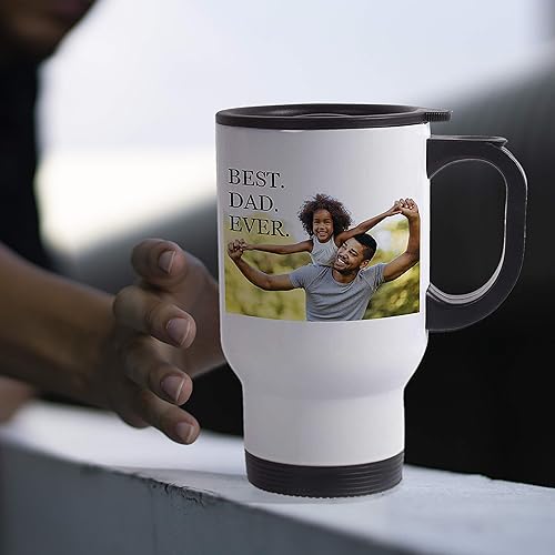 Miniatura 4 de Amazing Items Regalos para papá, taza de viaje personalizada con nombre y texto, añade tu foto, 8 fuentes y colores diferentes, vaso de viaje de 14