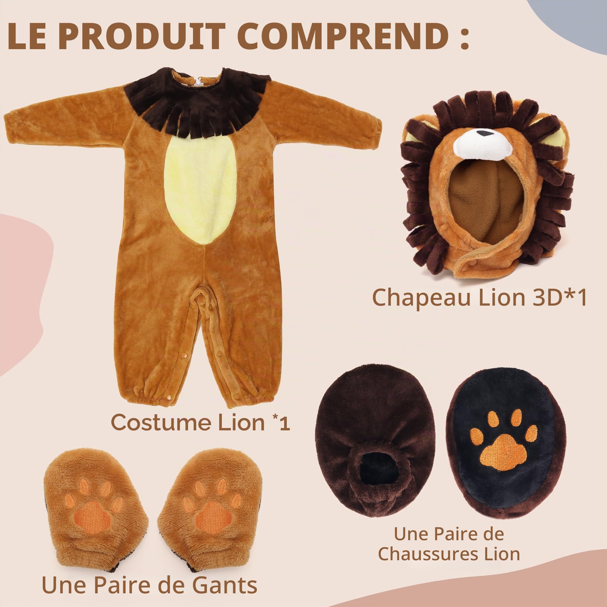 Halloween Baby Costumes Lion Toddler Outfit Infants Cow Cosplay Plush Romper Set with Gloves Footwear Coiffure Dress Up Party