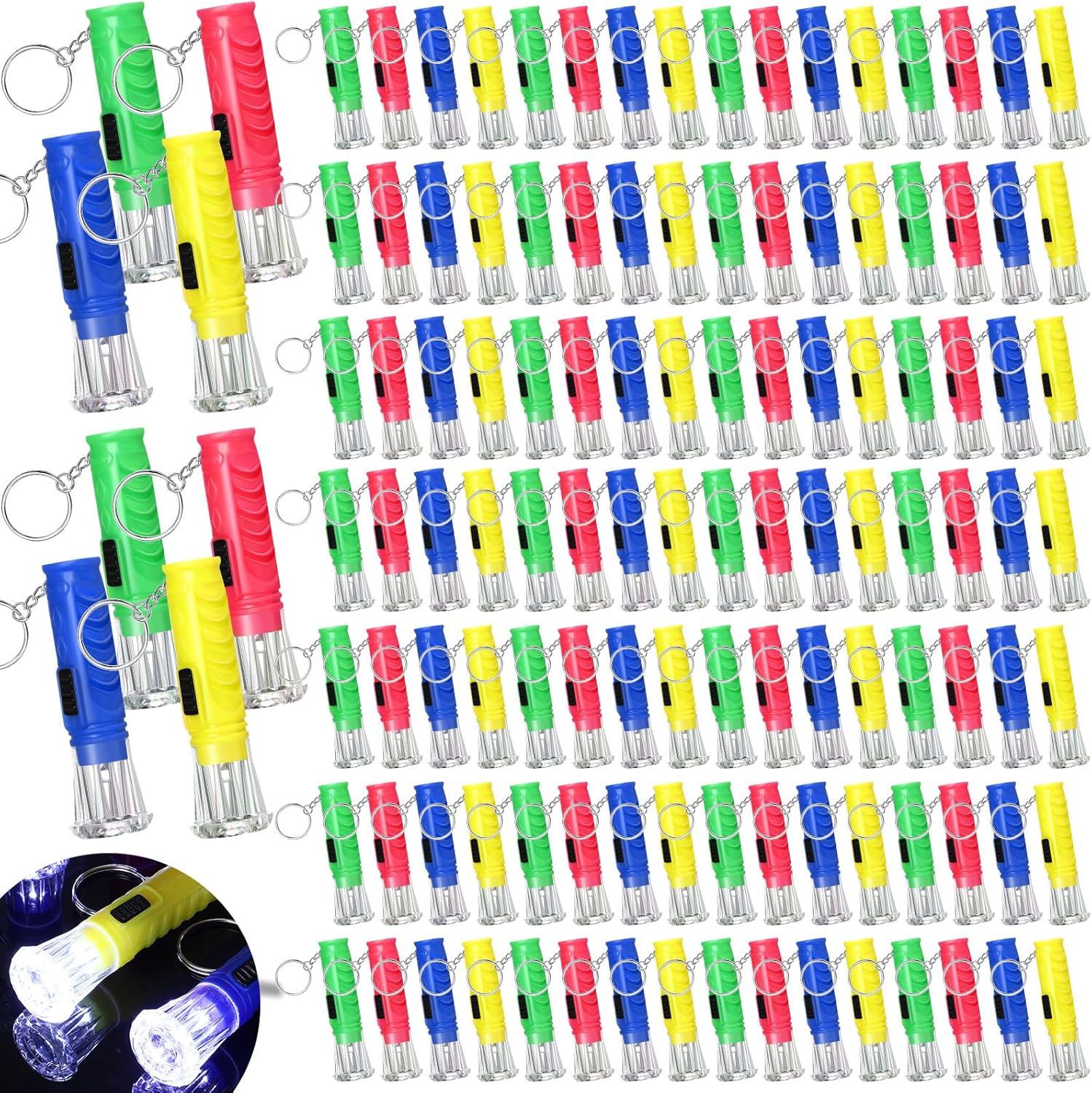 200 Pcs Mini LED Keychain Flashlights – Colorful Travel Essentials
