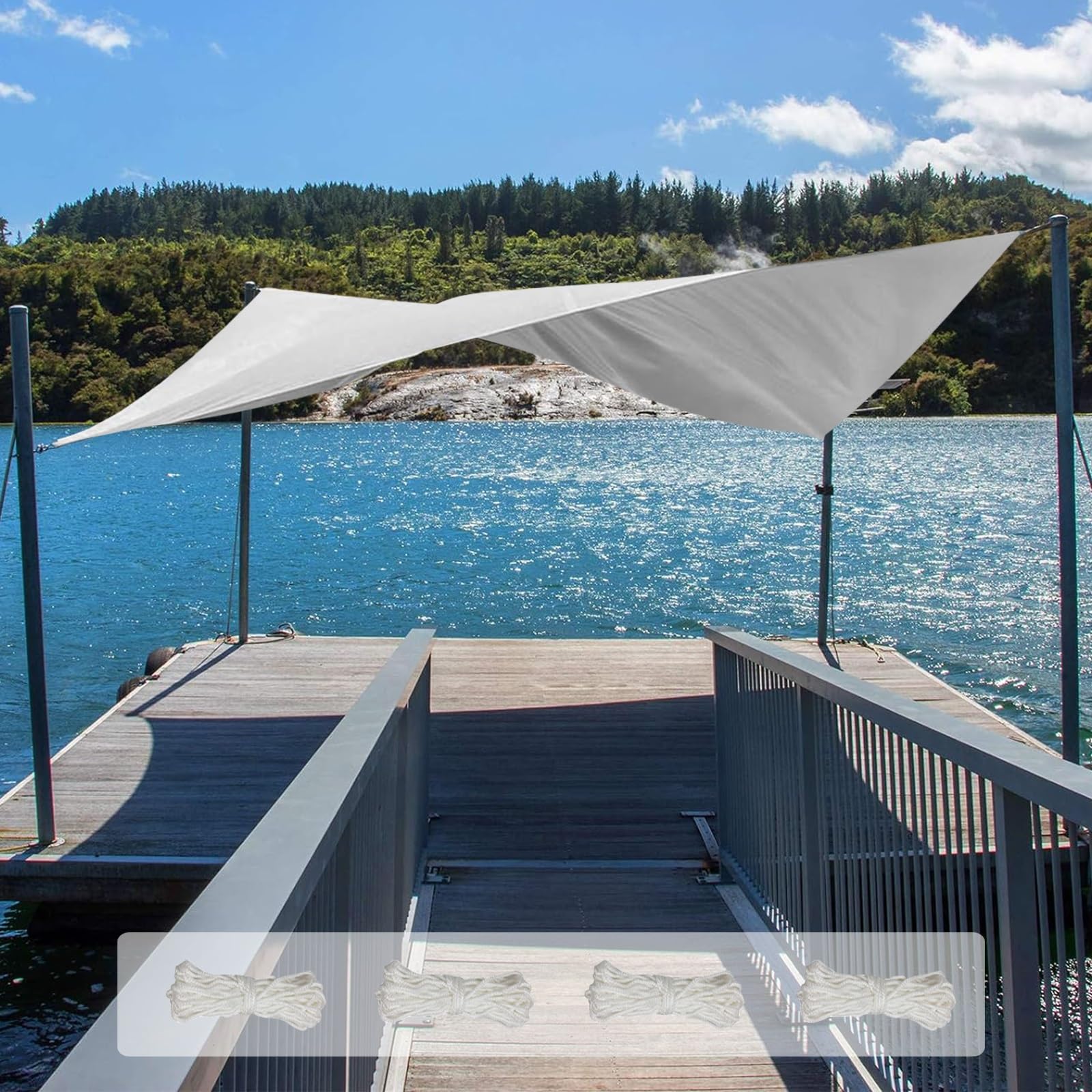 Vela De Sombra Impermeable 0.7x6.5m FENYIGE – Lona Rectangular Con Protección UV, Accesorios Incluidos, Para Patio, Jardín Y Piscina (Beige)
