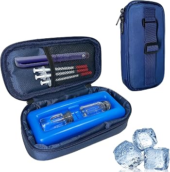 TEE-TEA Insulin Cooler Travel Case TSA Approved - Insulated Diabetic Supplies Organizer for Insulin Pens, Portable & Durable Cooler Bag for Travel, Compact Design for Diabetics Navy Blue