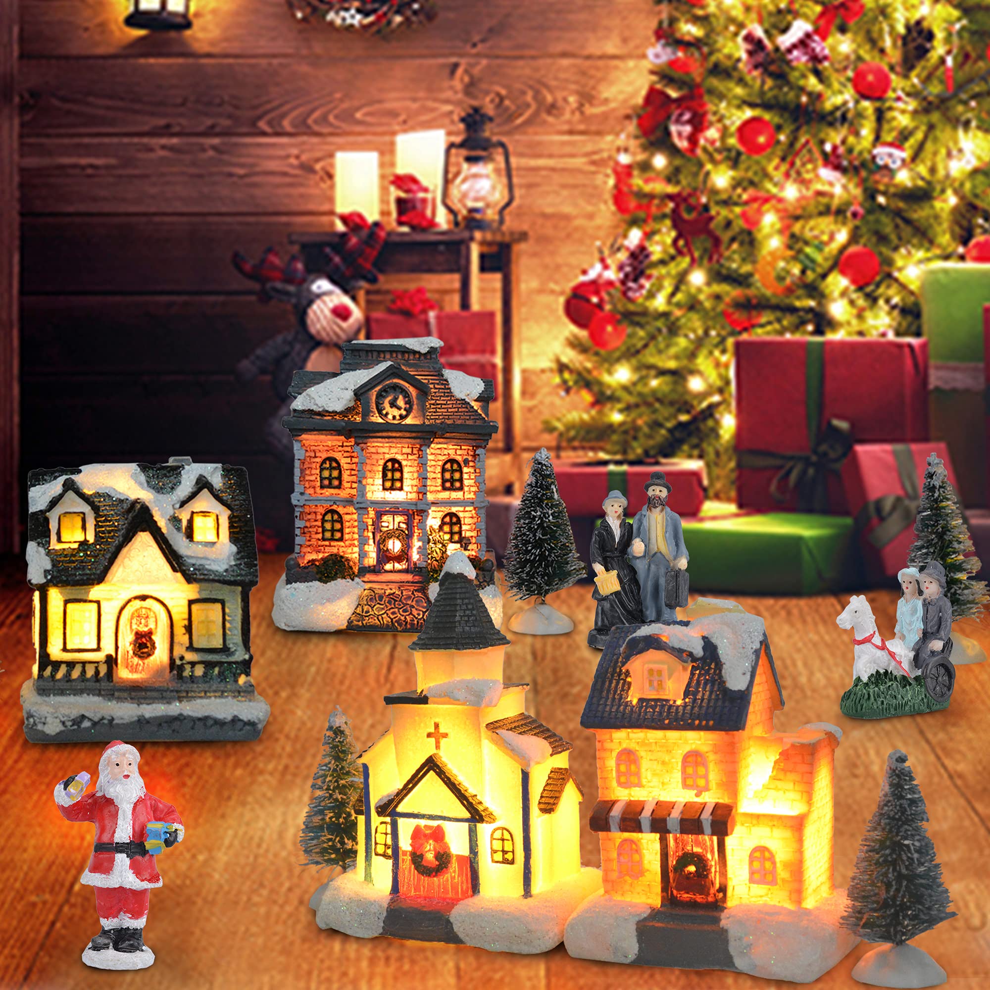 ZornRC Christmas Village Sets LED Lighted Christmas Village Houses