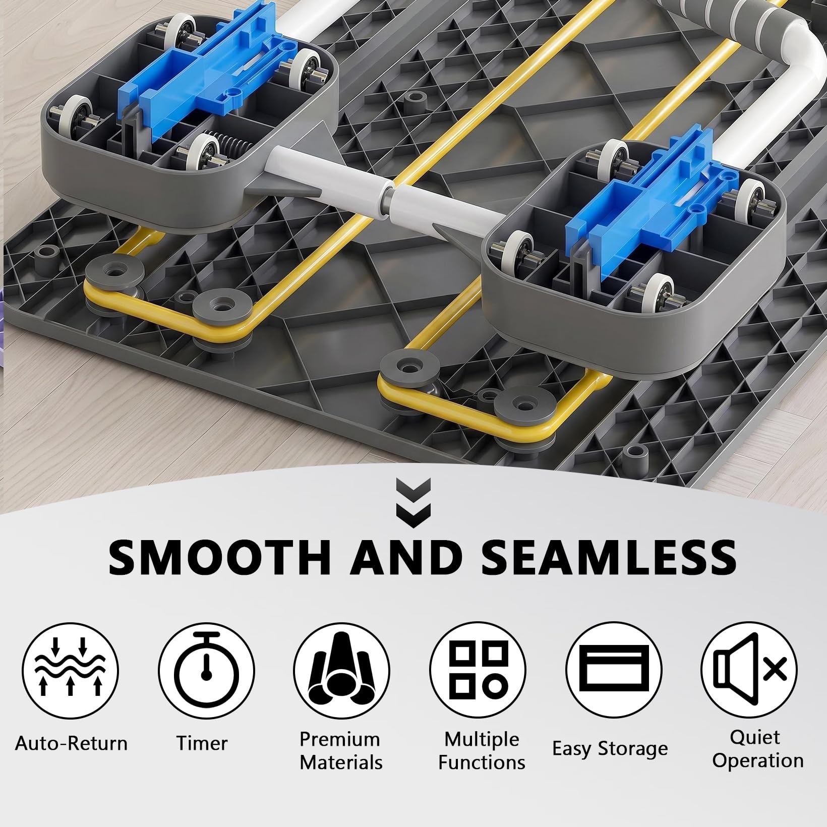 Planche de Pilates, Reformer Pilates Pliable et Multifonctionnelle, Pilates Board D'entraînement pour la Maison avec Minuterie et Bande Résistance, Planche Fitness à Rail Allongé Adaptée (Noir)
