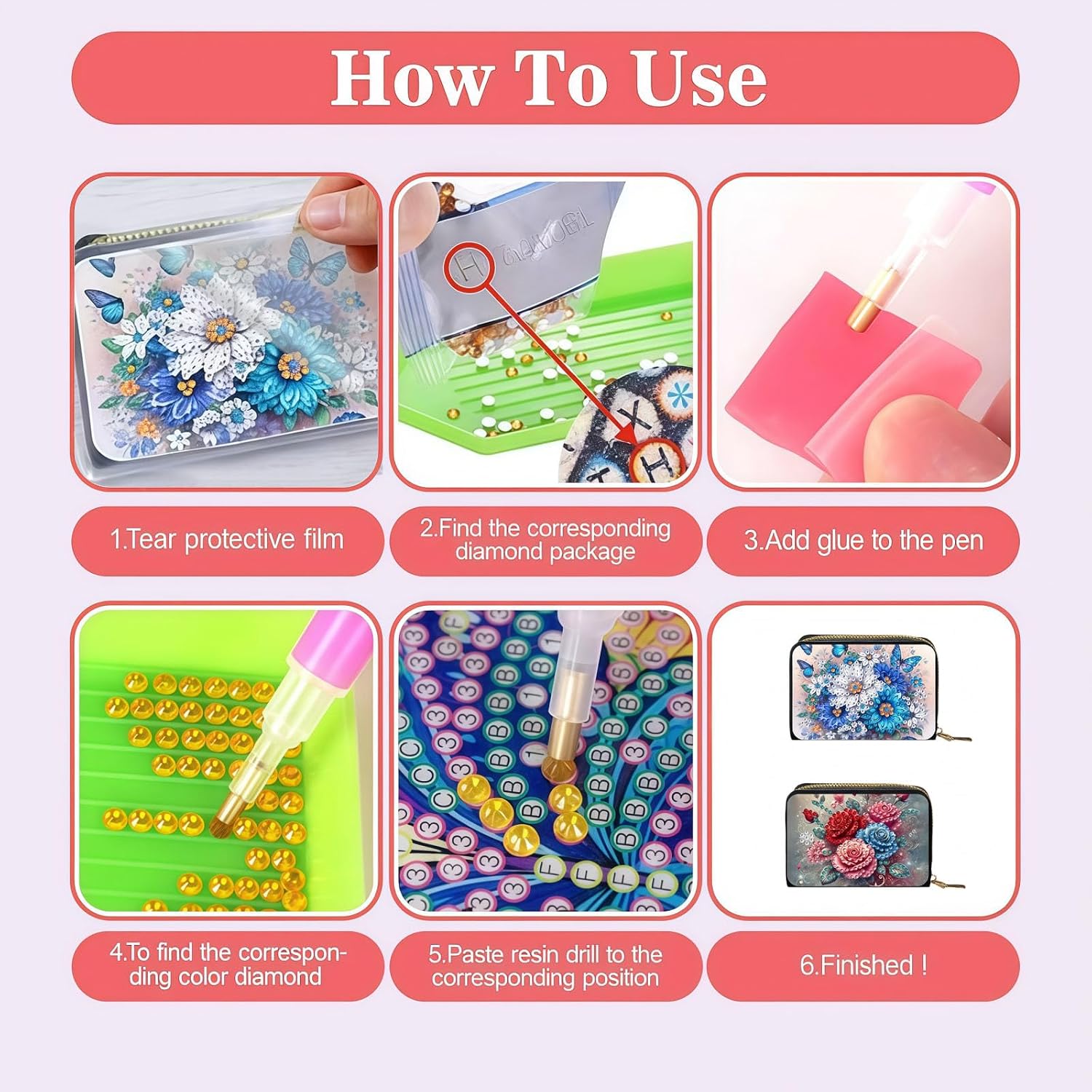 DDGYP DIY Diamond Painting Credit Card Wallet Kit for Women3.14*4.33*0.98in image 4