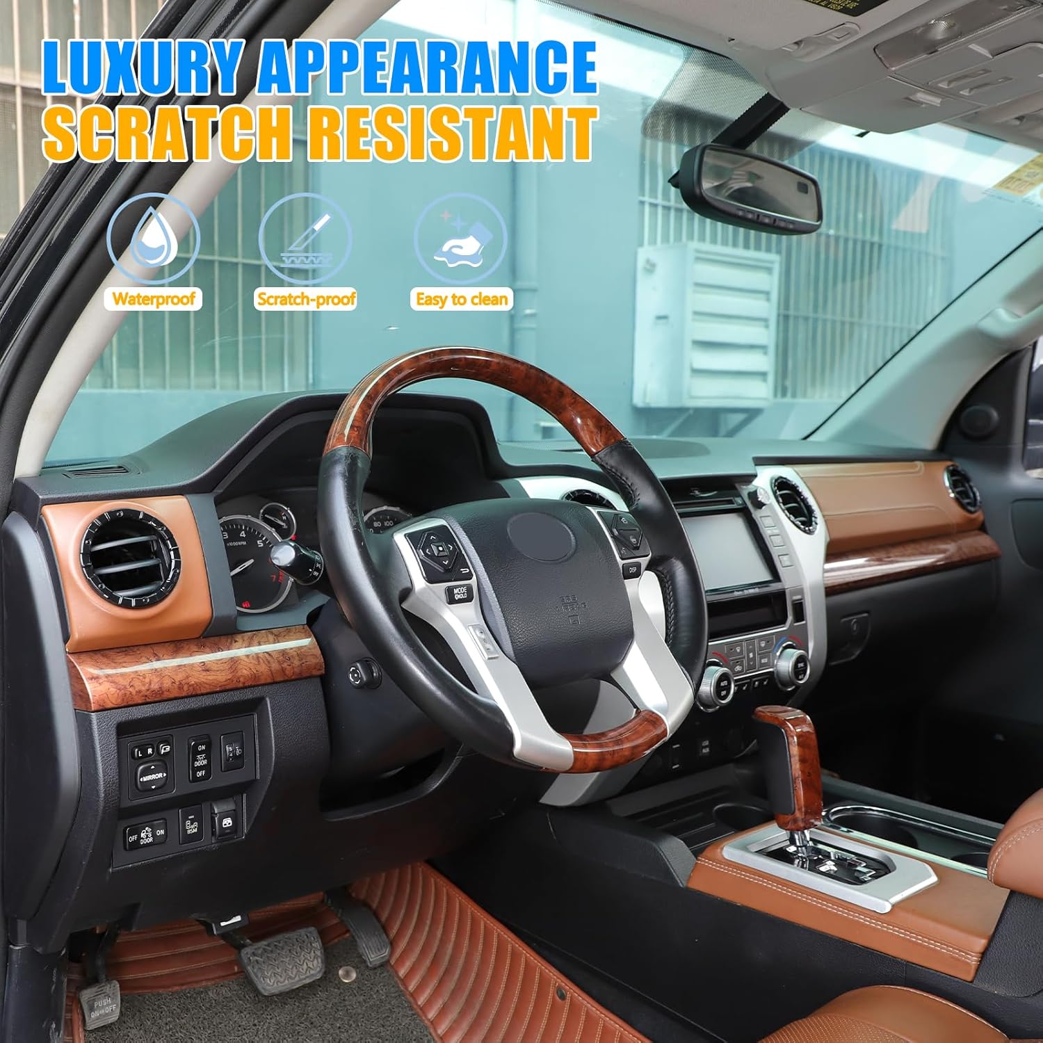 LLKUANG Fit for Toyota Tundra 2014-2021 ABS Instrument Console Side Air Conditioning Air Outlet Ring Trim Car Interior Accessories (Bright black-Style B)