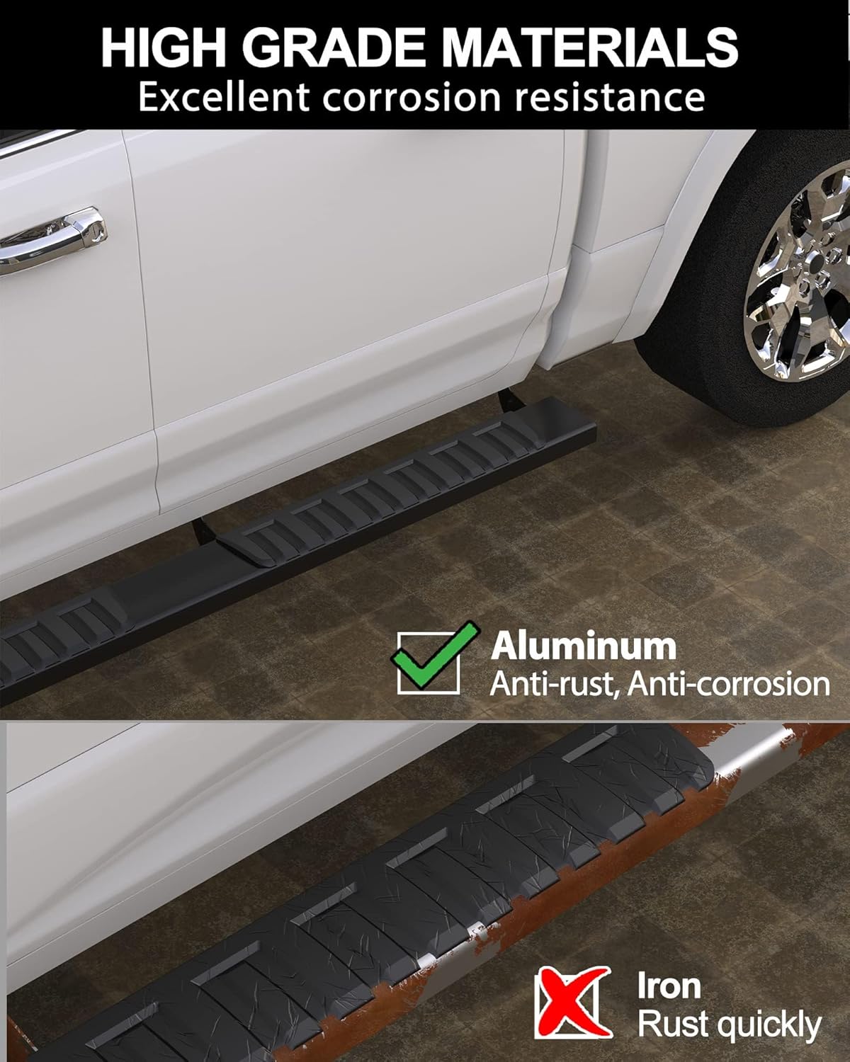 Running Boards 6.3 Inches Compatible with 2005-2023 Toyota Tacoma Double Cab(2 Full-Size Doors,2 3/4-Size Doors) Aluminum Side Steps Nerf Bars