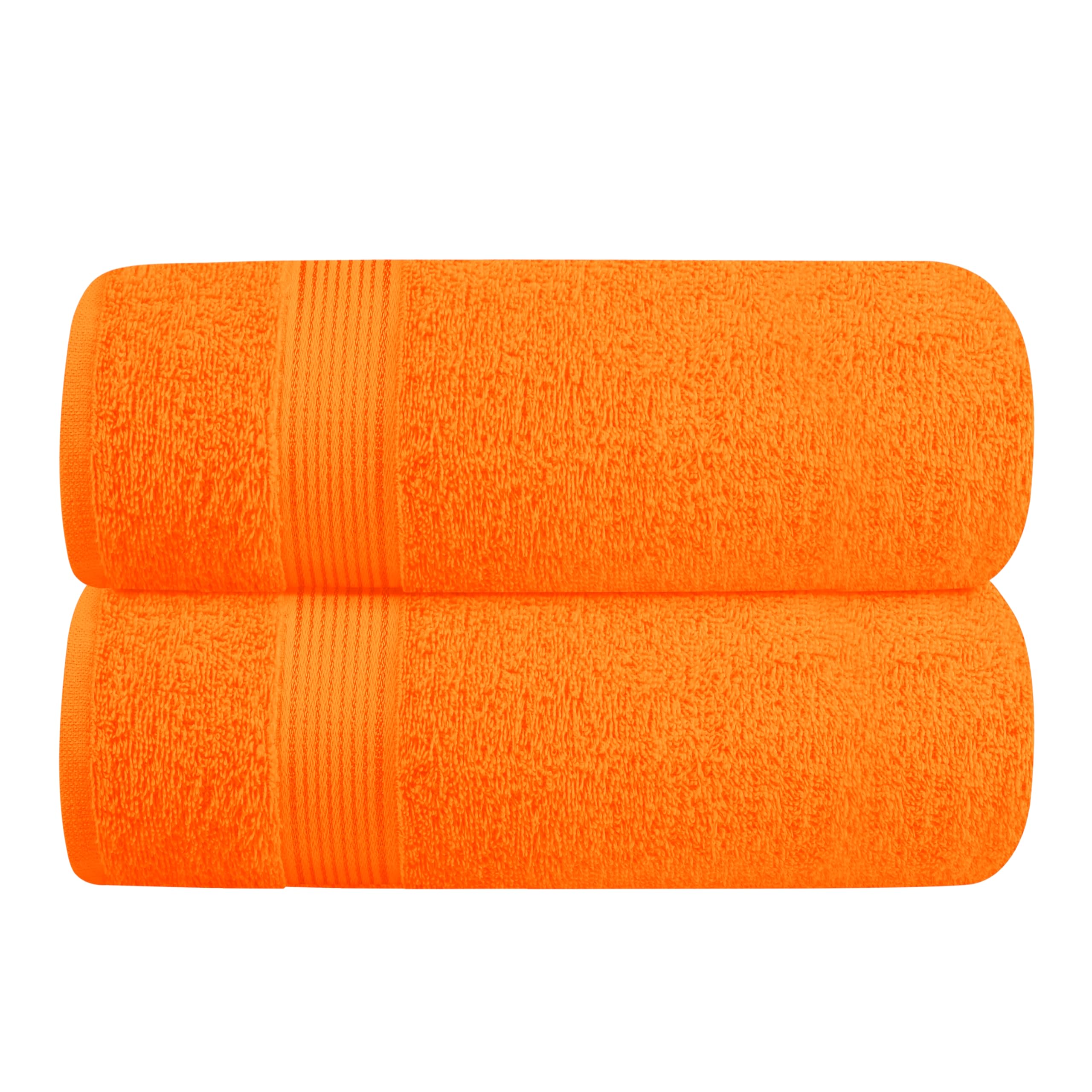 Elvana Home Lot de 2 Serviettes de Bain surdimensionnées en Coton de 71,1 x 139,7 cm – Ultra absorbantes, compactes, à séchage Rapide, légères – Salle de Sport, Voyage, Camp, Piscine – Orange