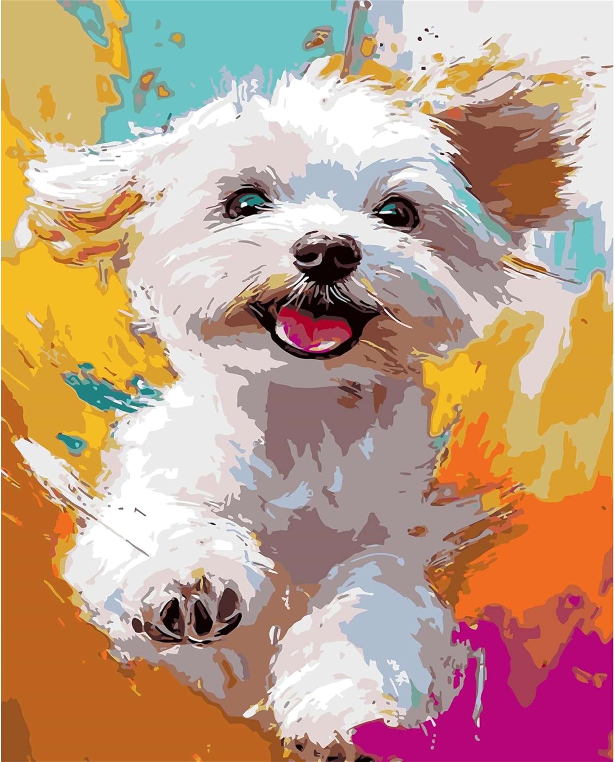 Jiqinsiye Dog Paint By Numbers For Adults,Animal Diy Painting Kits For Adult,Color By Numbers,Paint By Number Canvas Crafts Watercolor For Beginner Home Decor