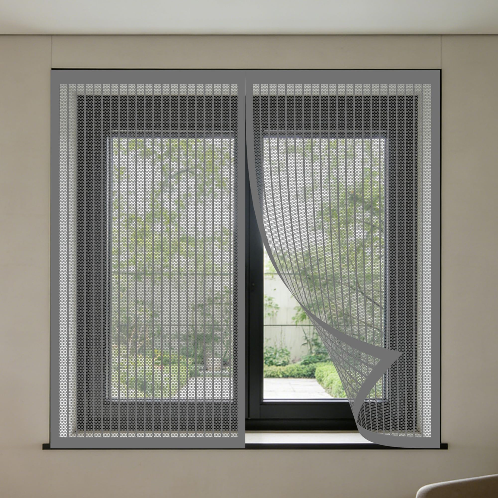 Fly Screens Windows 155 x 115 cm Keep Fly Mosquito Out Screen for Windows with Installation Accessories for Doors and Patio Screens, Grey